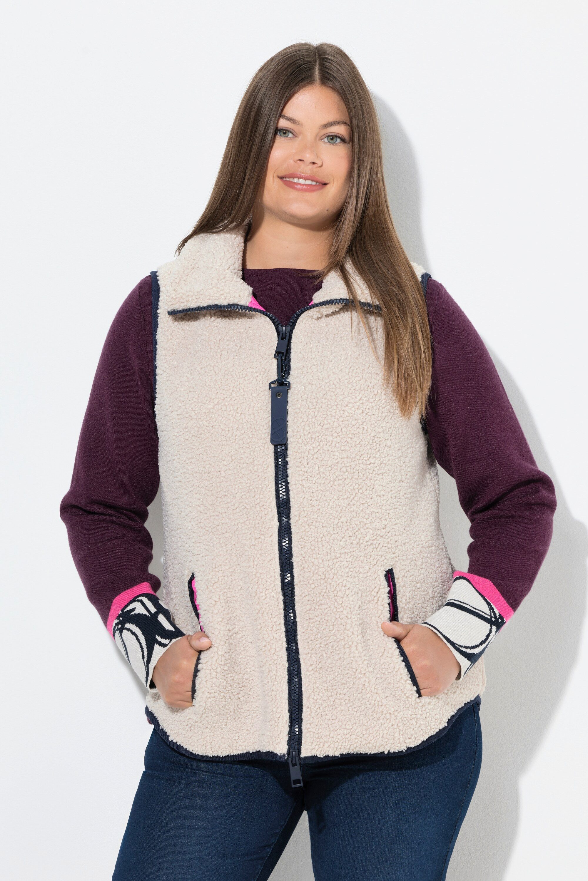 Laurasøn Steppweste Teddyweste Stehkragen Zipper günstig online kaufen