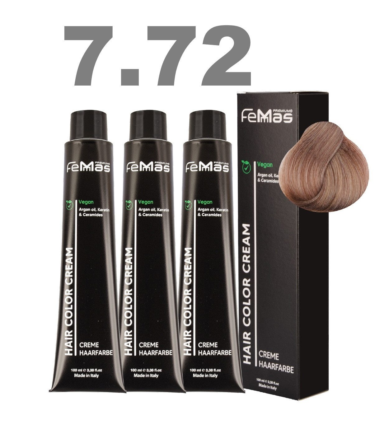 Femmas Premium Haarfarbe FemMas professionelle Haarfarbe mit Arganöl 3 x 100 ml