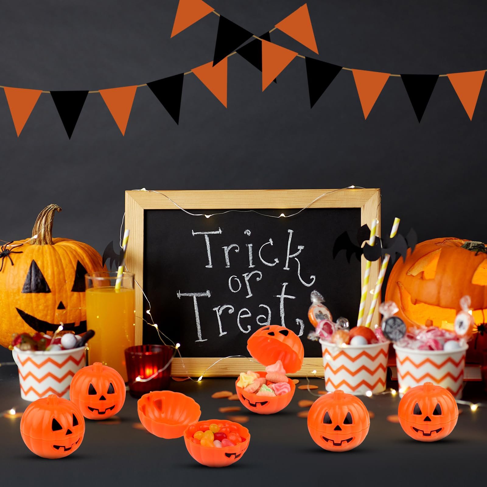 Diwzbyn Dekoobjekt Kürbis Halloween behandeln Container für Schnitzeljagd Spiel (10 St), Halloween Trick oder behandeln Süßigkeiten Boxen für Party Favors – Bild 4 von 5