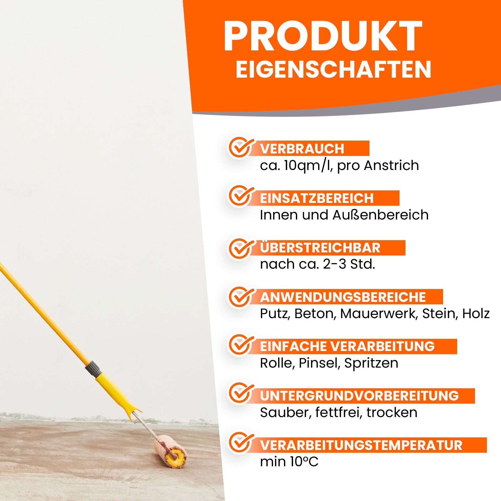 BEKATEQ Universalgrundierung BE-518 Grundierung für Boden, Dach, Holz, Fassade, 1L reicht für ca. 10 m², Tiefengrund, Haftgrund, Putzgrundierung