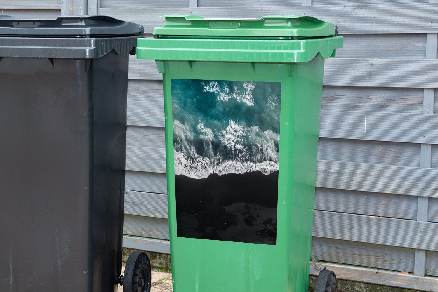 Wasser Schwarz Wandsticker - Abfalbehälter Sticker, Lanzarote Container, Mülltonne, - Mülleimer-aufkleber, MuchoWow (1 St),
