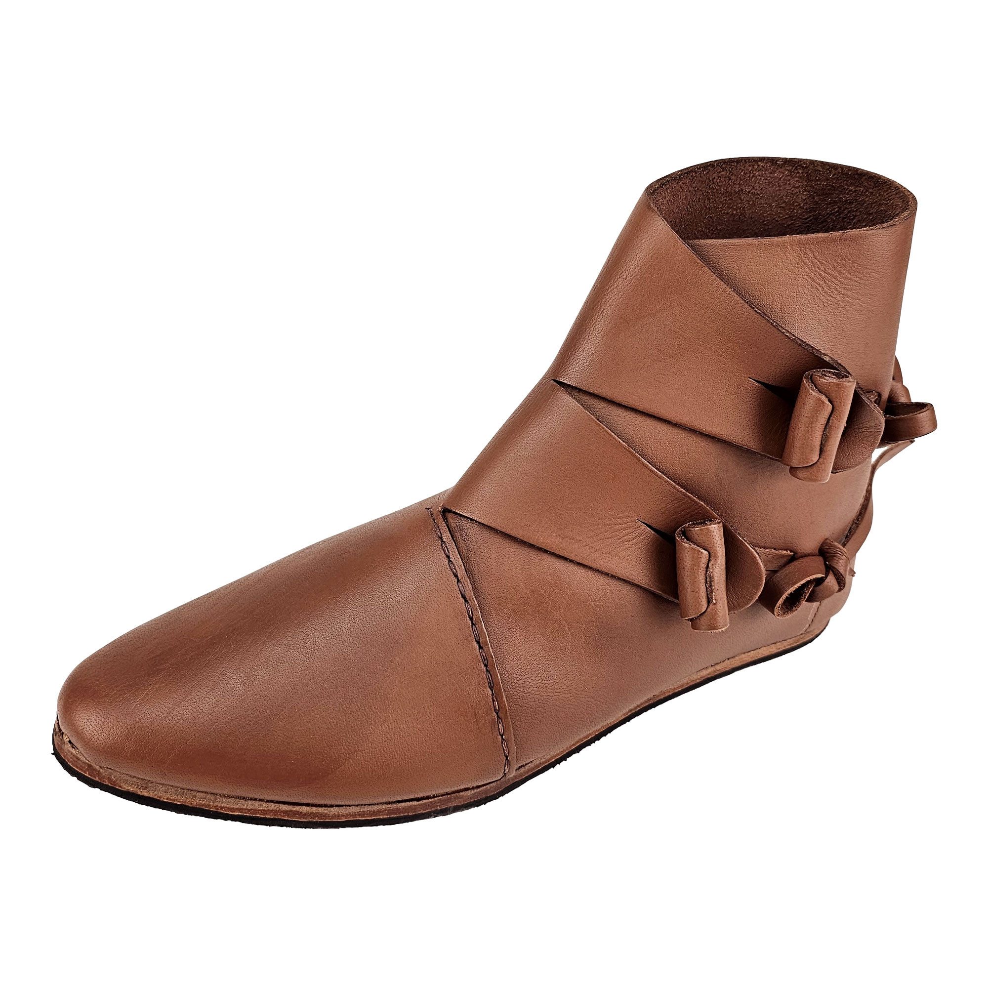 Ritter-Kostüm Wikinger Schuhe Jorvik Dunkelbraun mit Gummisohle