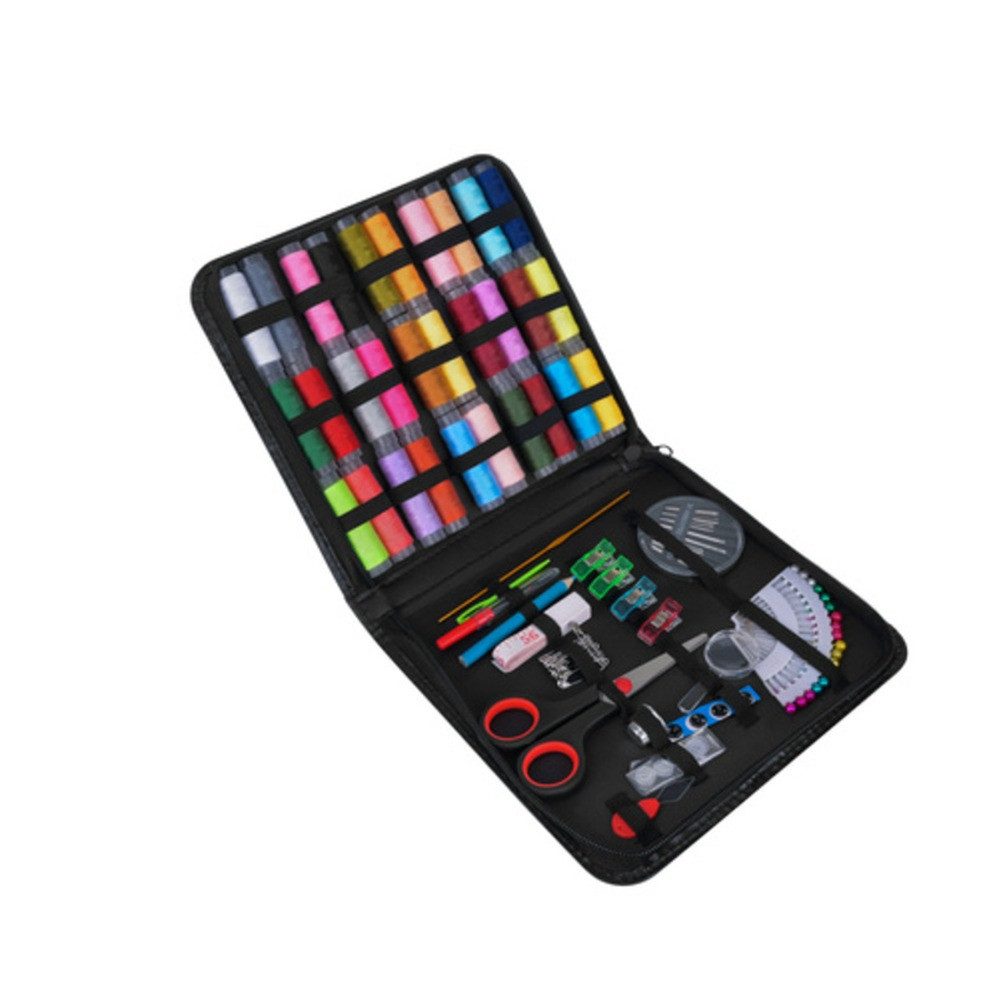 Ruhhy Nähset Häkelnadeln Nähgarn, (Spar-Set, 112-St., XXL-Etui), Die kompakte Tasche (22,5x19,5x3 cm) mit Reißverschluss