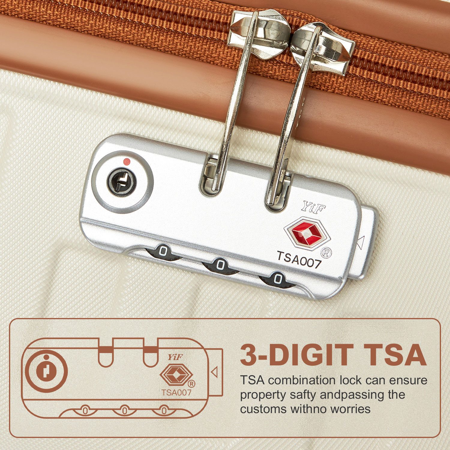 Supercase Trolley Leichter Hartschalenkoffer mit 4 Rollen, TSA-Schloss, Teleskopgriff – Bild 5 von 5