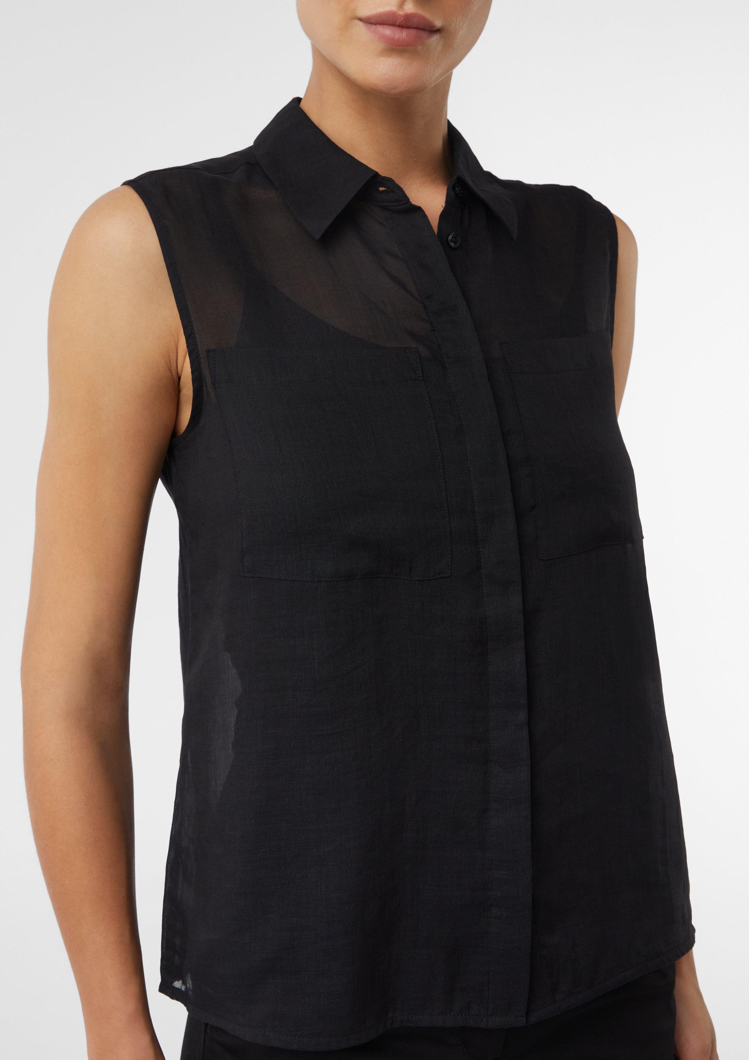 Comma Blusentop Ärmellose Ramie-Bluse mit aufgesetzten günstig online kaufen
