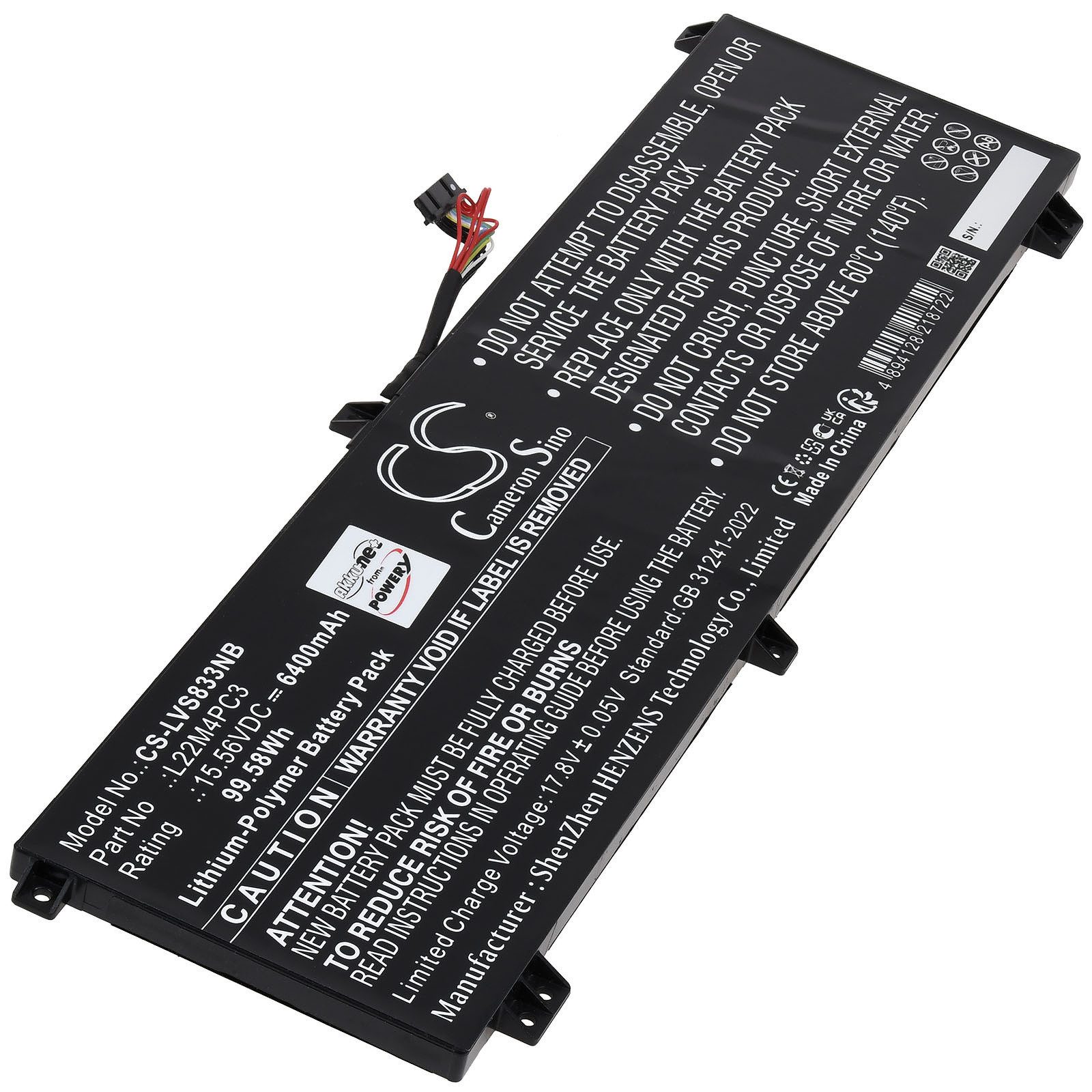 Powery Akku für Lenovo Typ L22C4PC3 Laptop-Akku 6400 mAh (15.56 V)