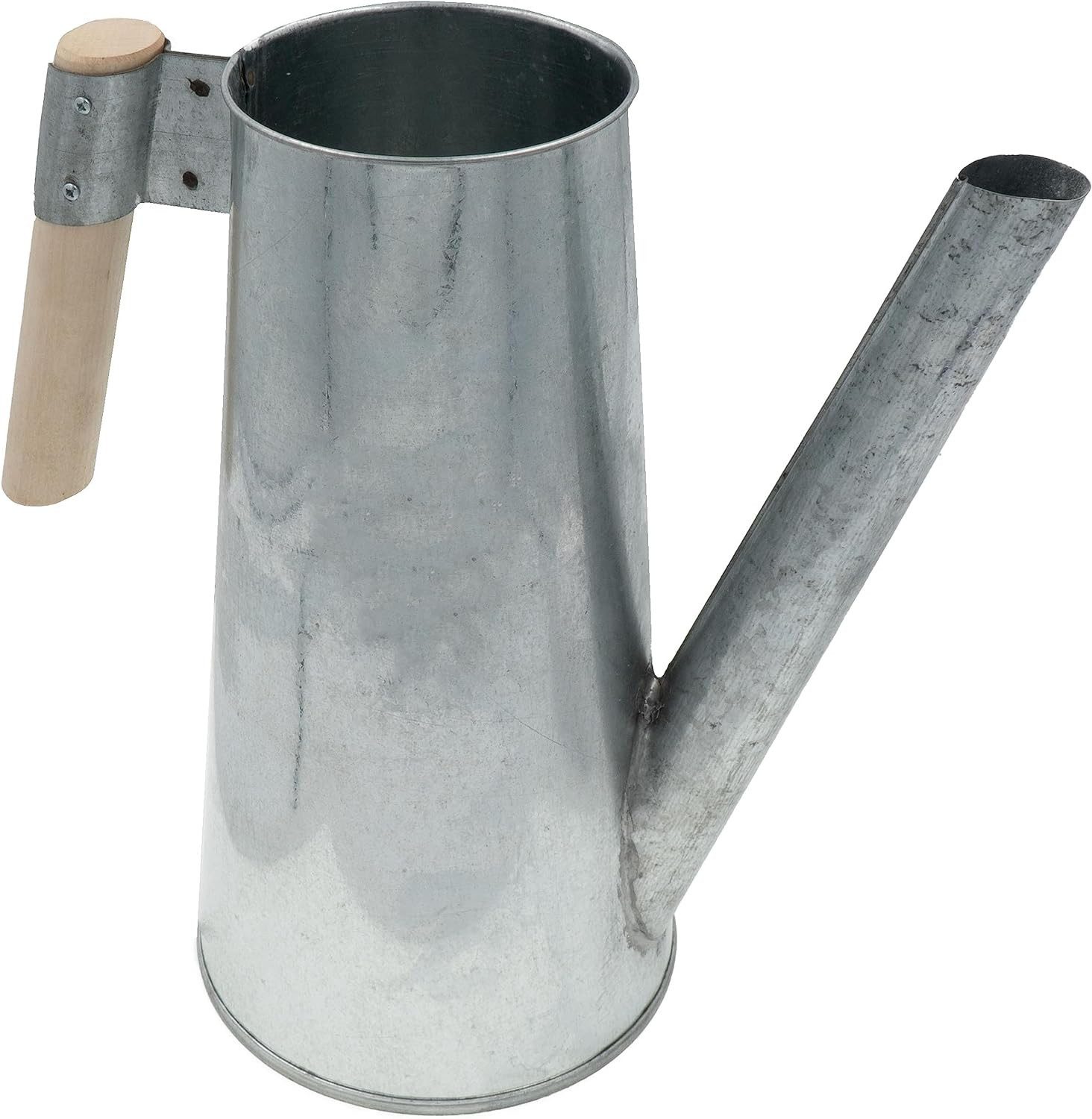 hrb Gießkanne Zinkgießkanne 3 L, feuerverzinkt,langlebige Metallgießkanne Kanne, ergonomischer Buchenholzgriff, verzinkter Metallstahl, lackiert