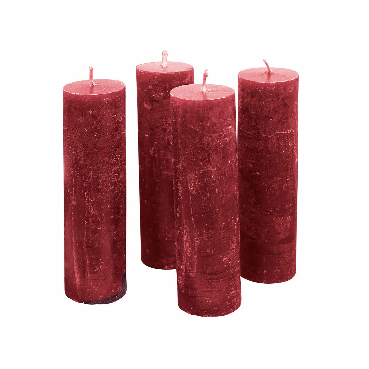 Stumpenkerze Kerze 4er Set Muriel rot