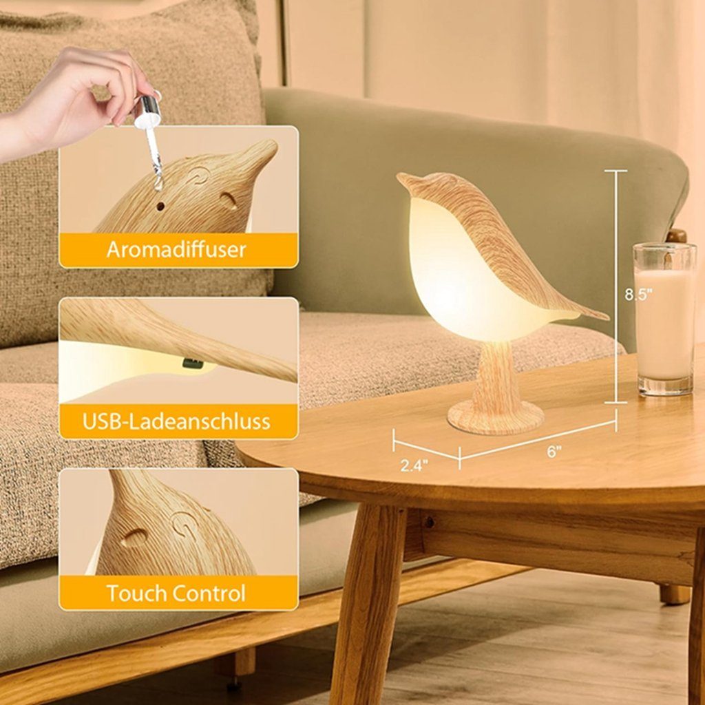 MOUTEN LED mit Schreibtischlampe Kleine Vogellampe, Berührungssensor Nachttischlampe Tischlampe