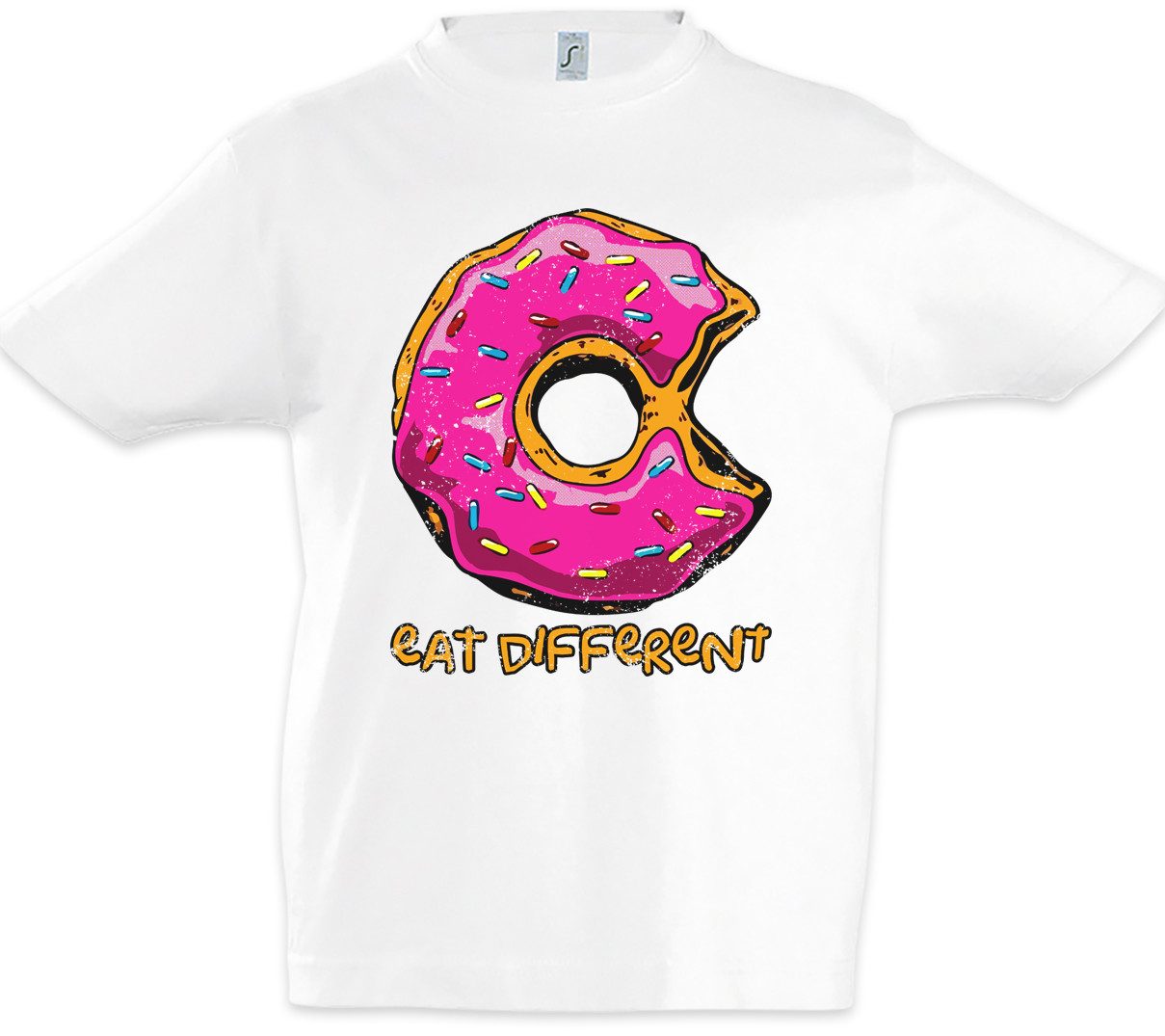 Print-Shirt Eat Different II Kinder T-Shirt Donut Fun Computer Think Anders Denken