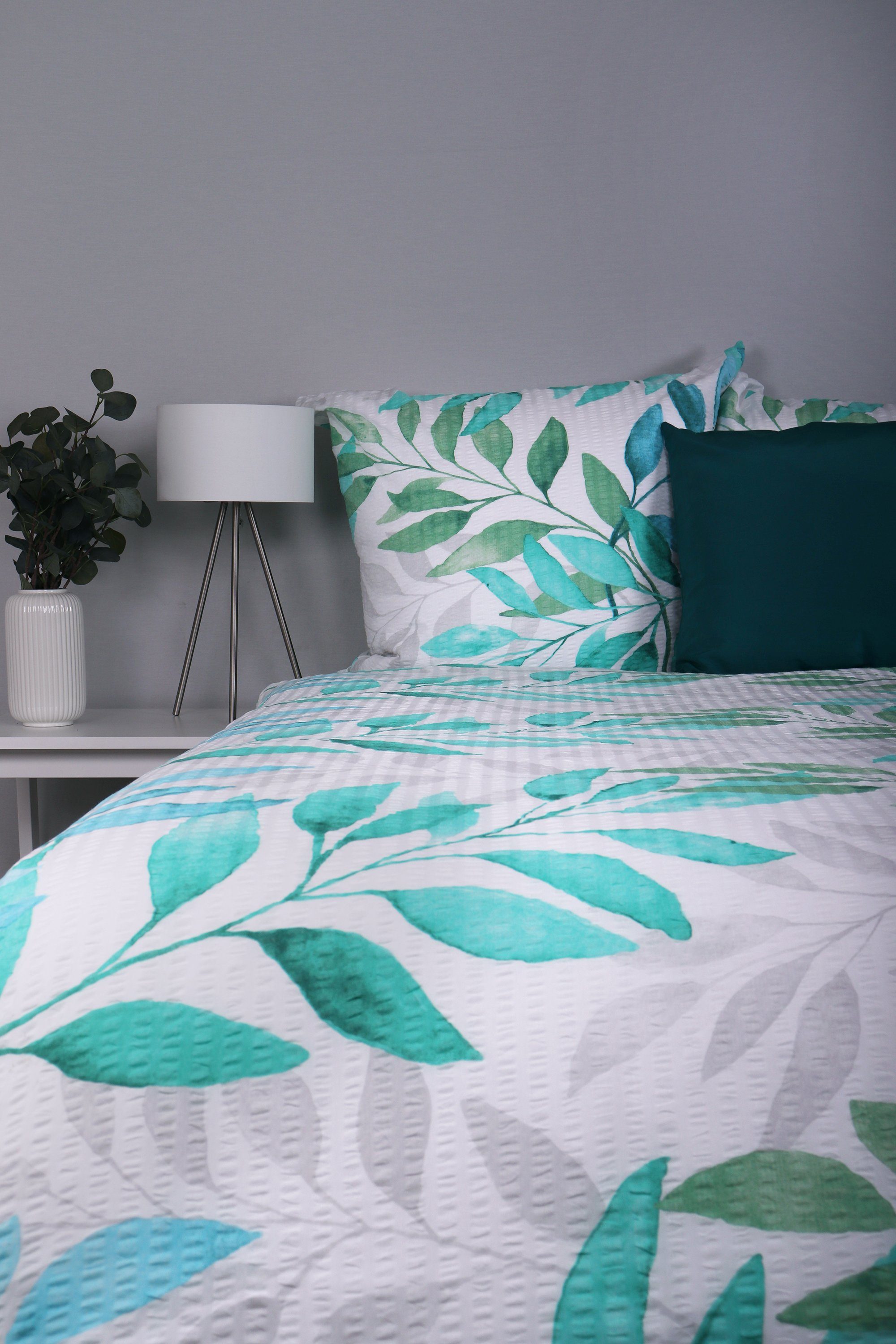 jilda-tex Bettwäsche Botanic Green, Seersucker, 2 teilig, mit tollem Muster günstig online kaufen