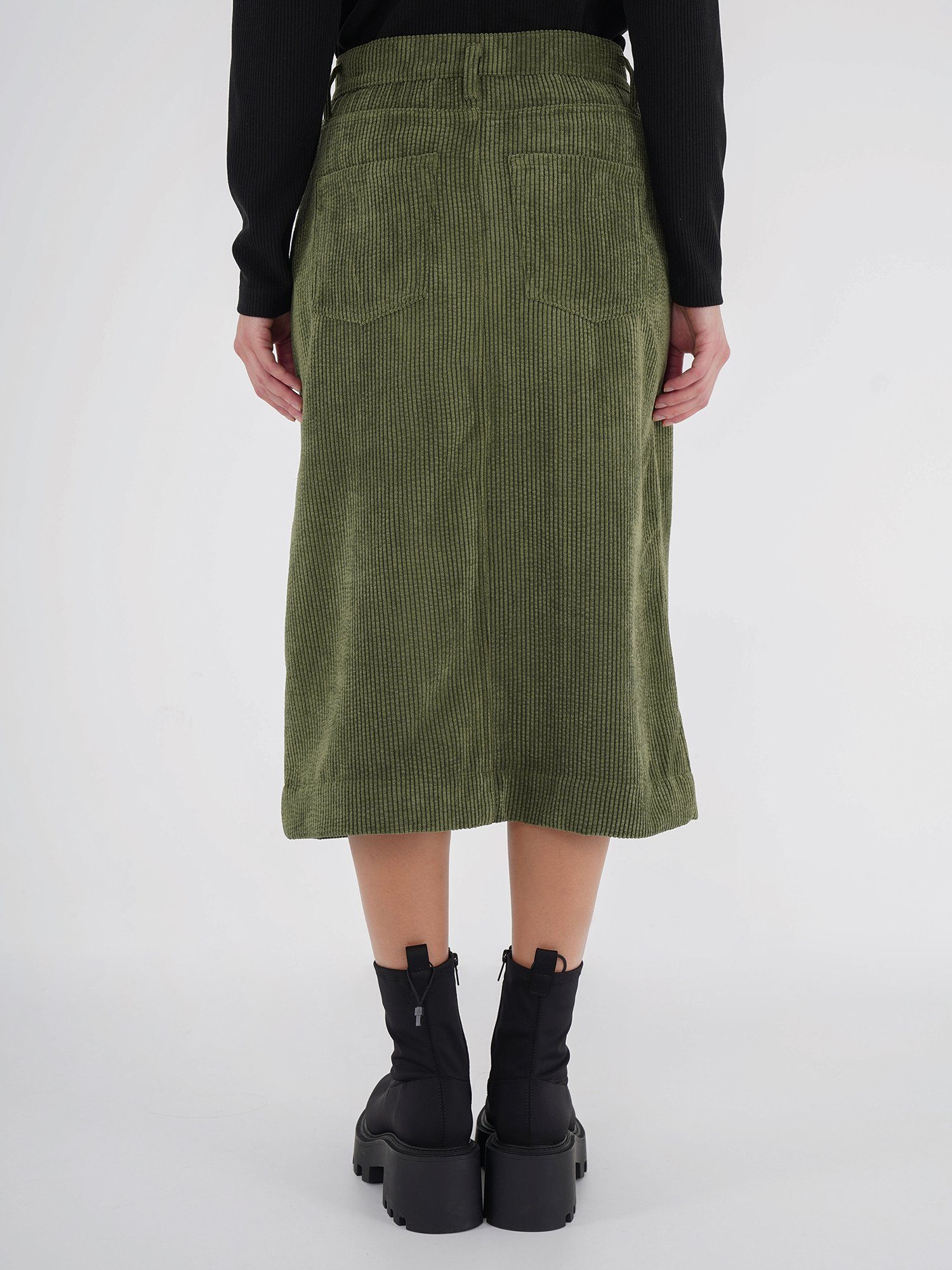 Corduroy Midi khaki Skirt Slit Cordrock Freshlions Freshlions