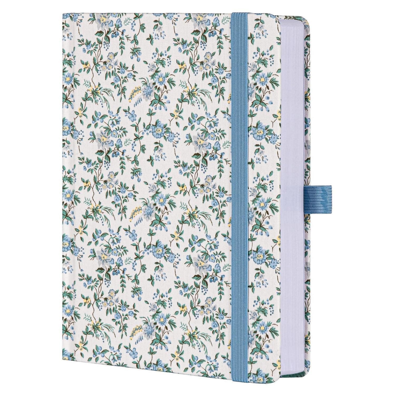LuxusKollektion Tagebuch Notizbuch A5 liniert blau 316 Seiten Stoffblumendr.