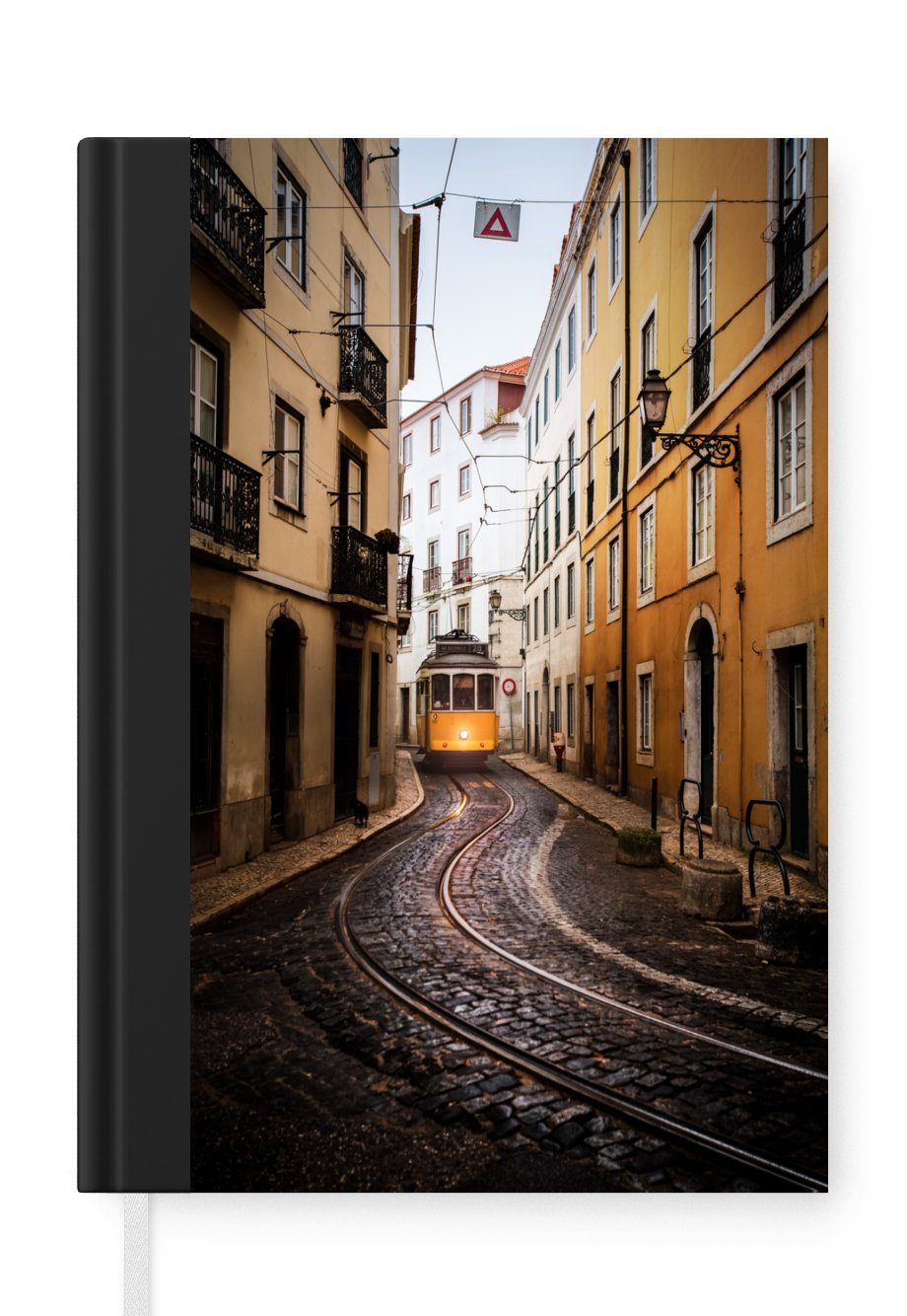 MuchoWow Notizbuch Straße - Straßenbahn - Lissabon, Journal, Merkzettel, Tagebuch, Notizheft, A5, 98 Seiten, Haushaltsbuch