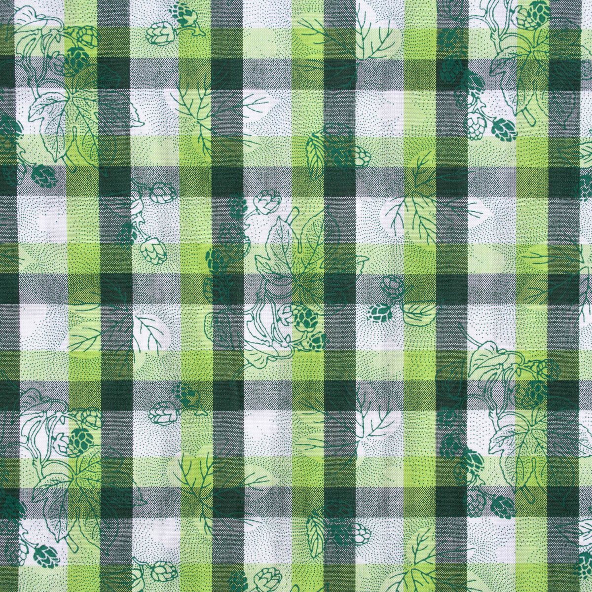 SCHÖNER LEBEN. Stoff Baumwollstoff Trachten Blätter Hopfen Karo