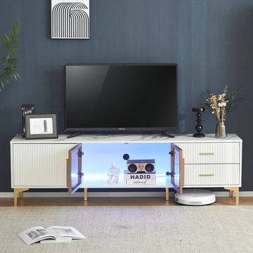 MODFU TV-Schrank Unterschrank Stauschrank mit 16 farbiger LED-Beleuchtung,für 70-Zoll-Fernseher,170*35*50cm
