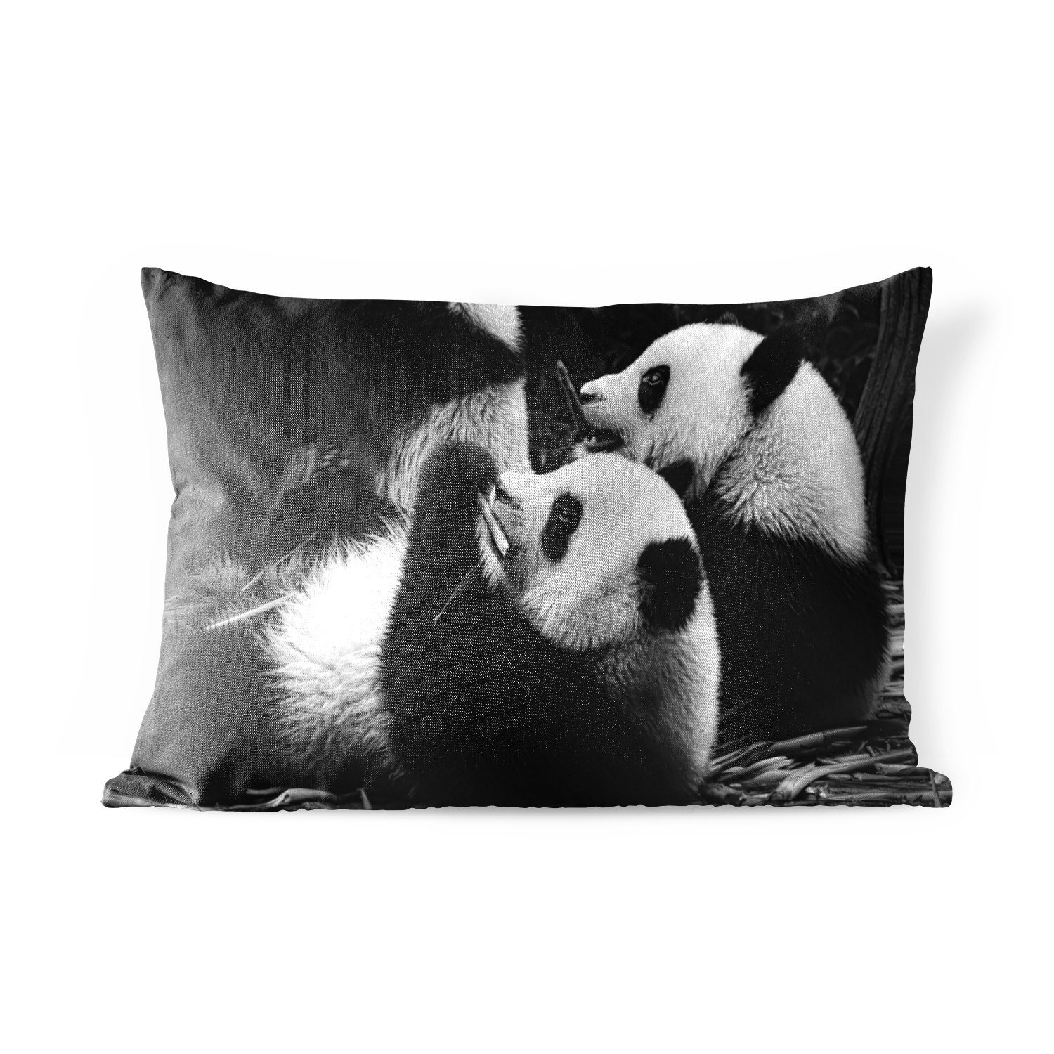 MuchoWow Dekokissen Pandas - Schwarz - Weiß, Outdoor-Dekorationskissen, Polyester, Dekokissenbezug, Kissenhülle
