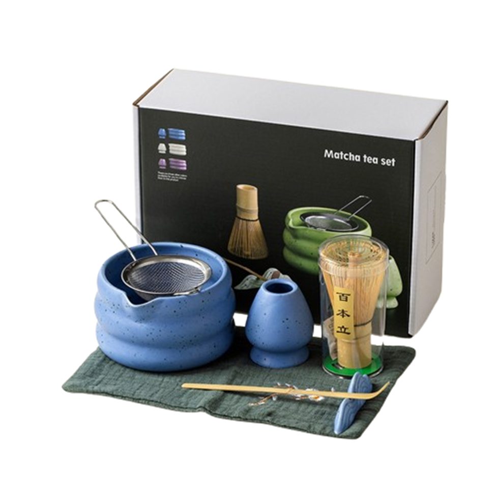 Auledio Чайний сервіз Keramik Matcha-Schale, Halter und Matcha-Rührbesen-Set, 7-teilig