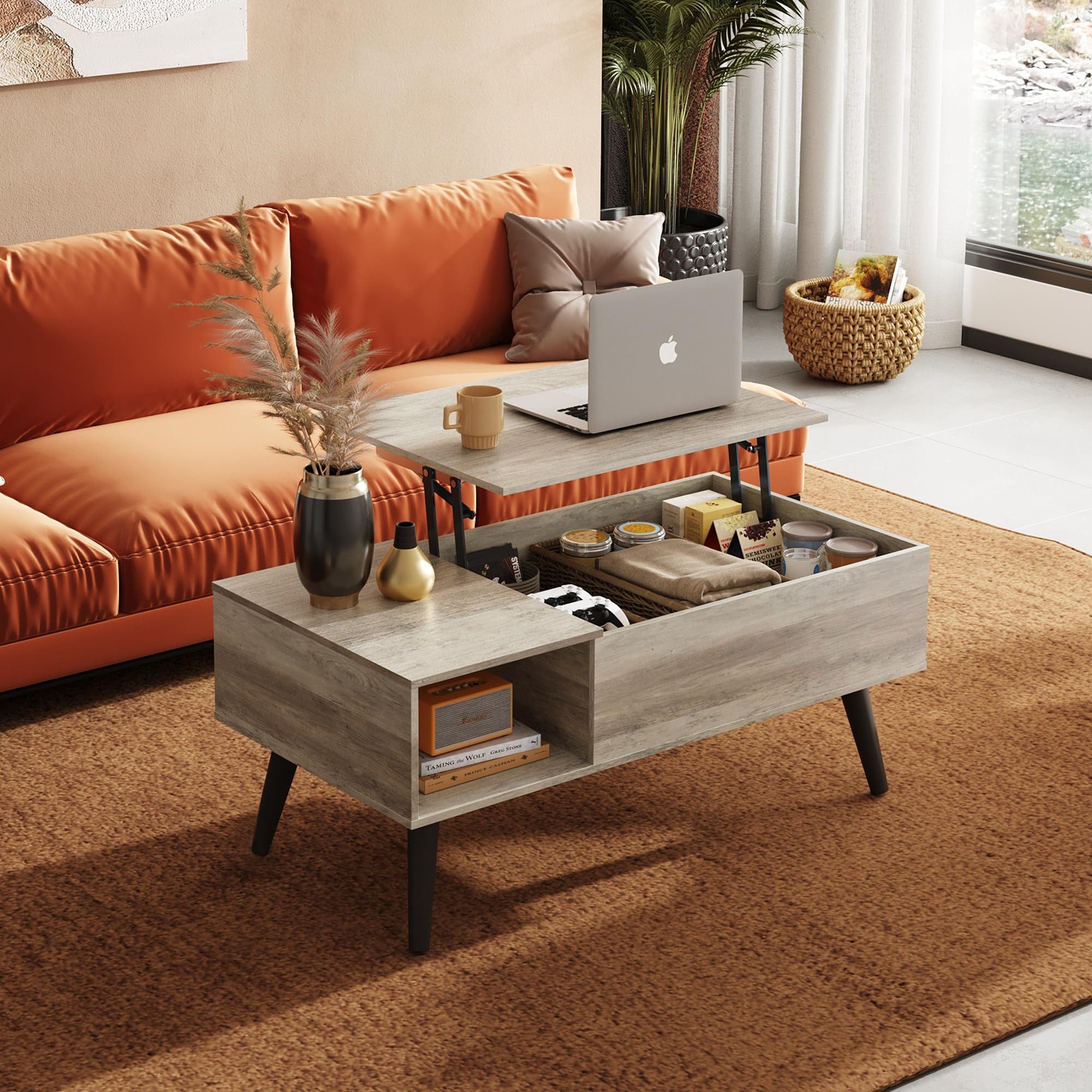 WLIVE Couchtisch Höhenverstellbarer Couchtisch mit Stauraum, günstig online kaufen