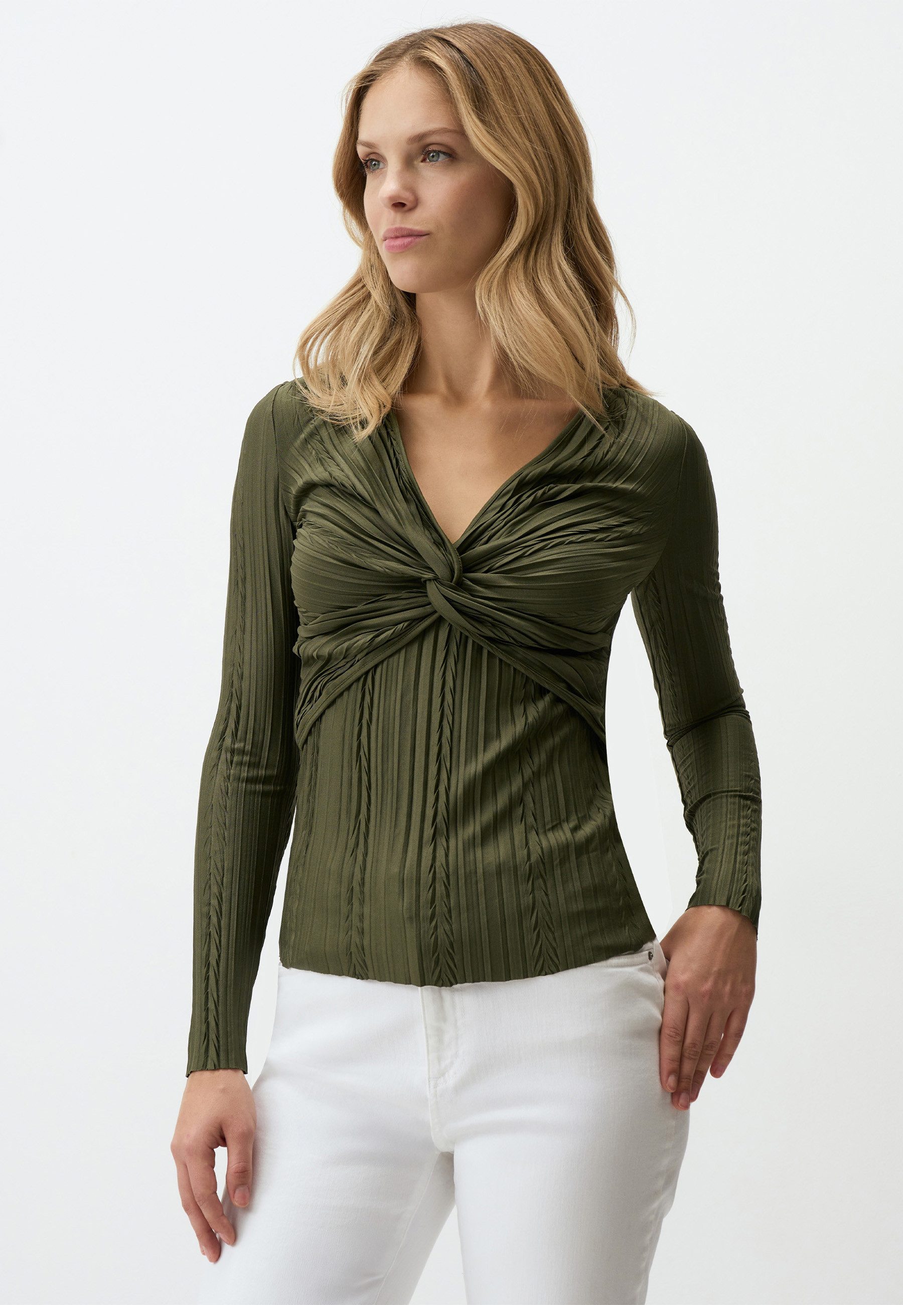 Strickpullover Slim Fit Strickbluse Mit Umschlagausschnitt