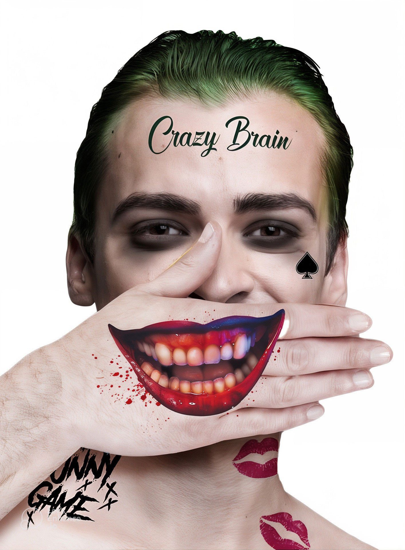 Theaterschminke Joker Jared Klebetattoos - Fasching Karneval Hallo