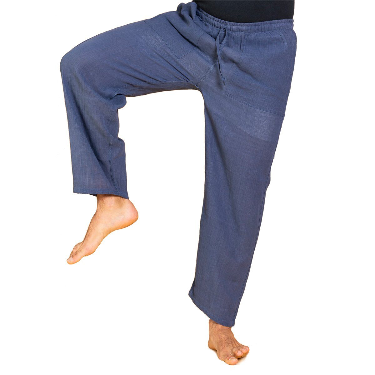 PANASIAM Wellnesshose Handgewebte verschiedenen Freizeithose geschnitten Sommerhose leger Baumwollhose 'K' Blau Relaxhose Designs in