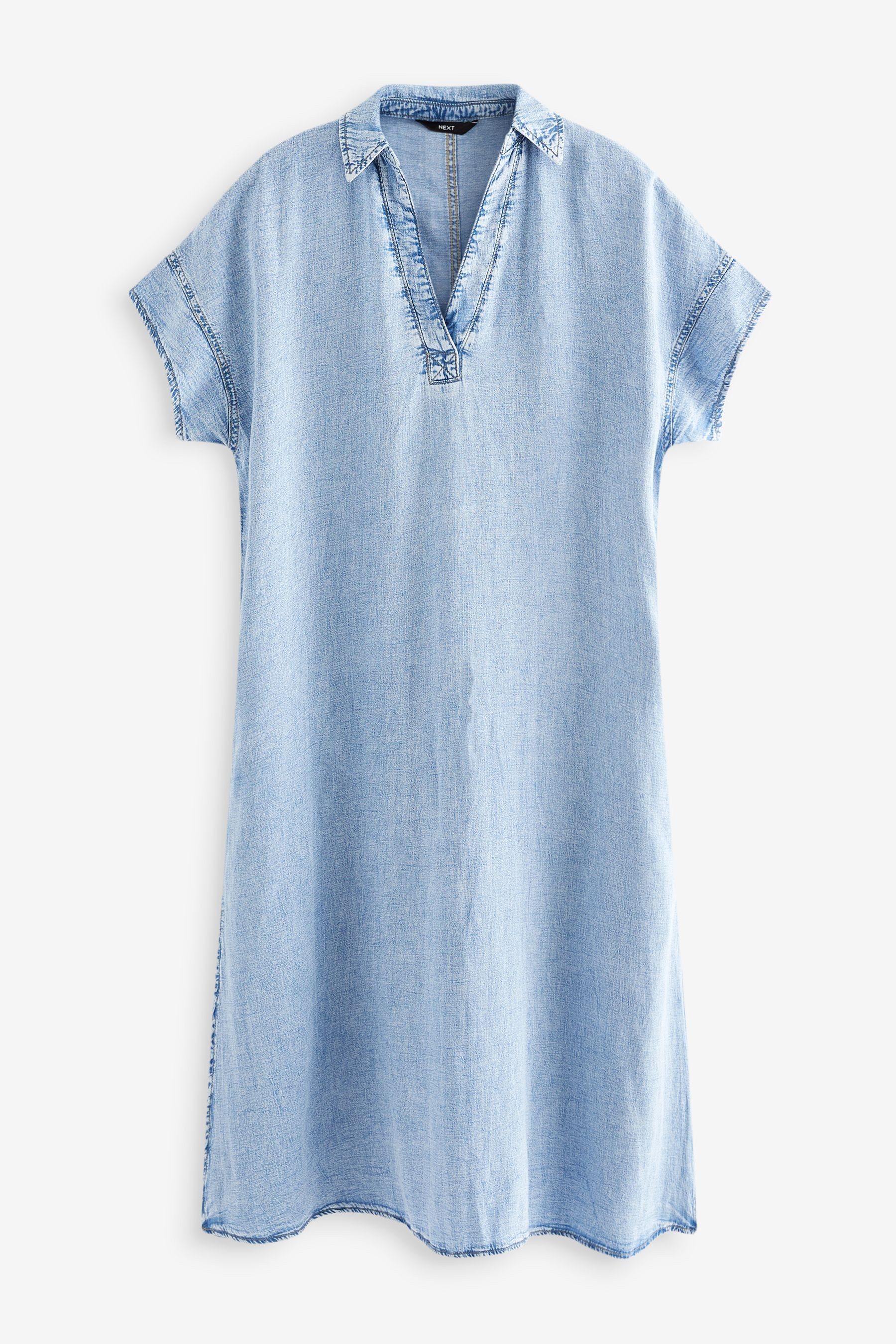 Next Jeanskleid Leichtes Midi-Tunikakleid aus Denim (1-tlg)