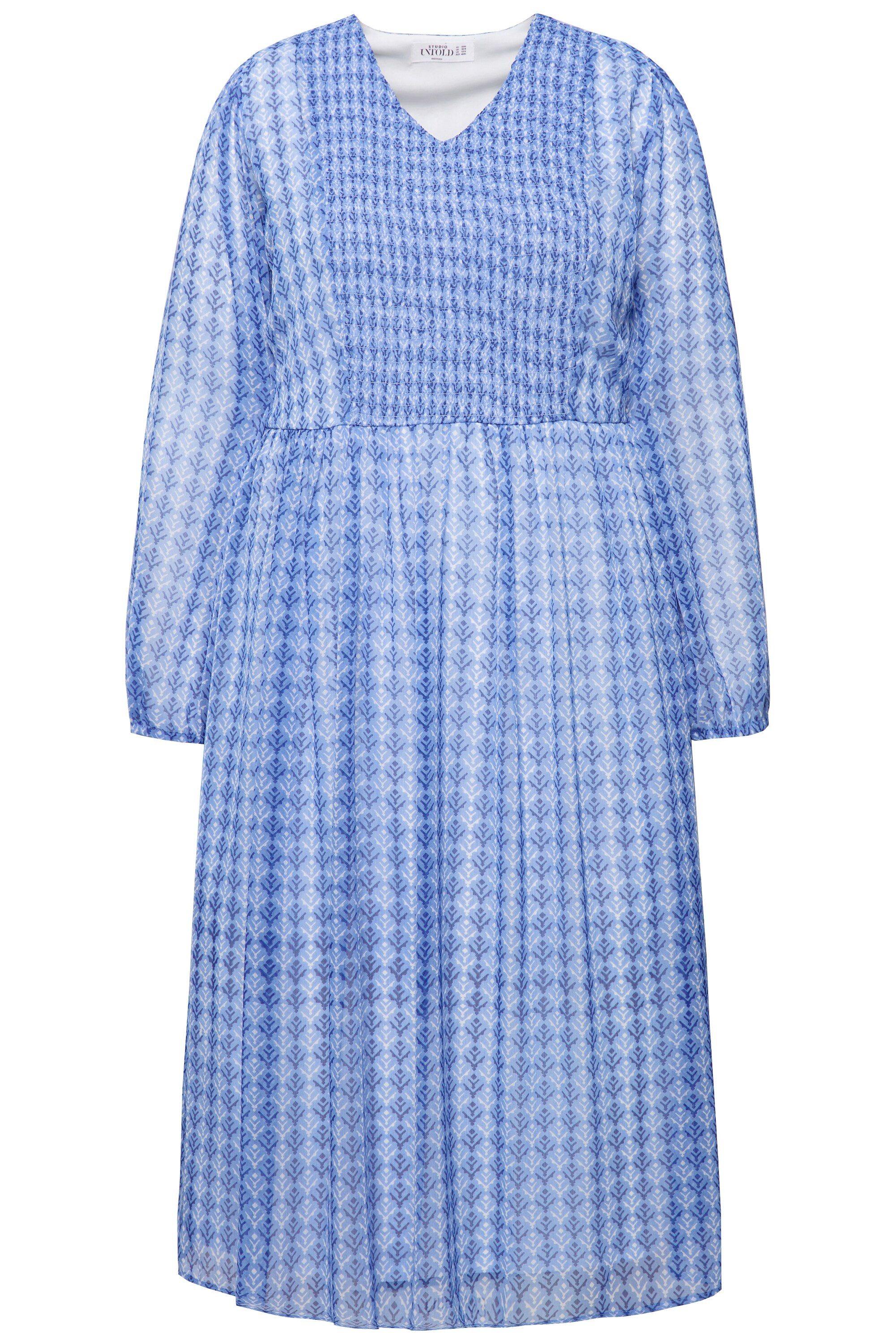 Studio Untold Maxikleid Midikleid A-Line Minimal-Print V-Ausschnitt