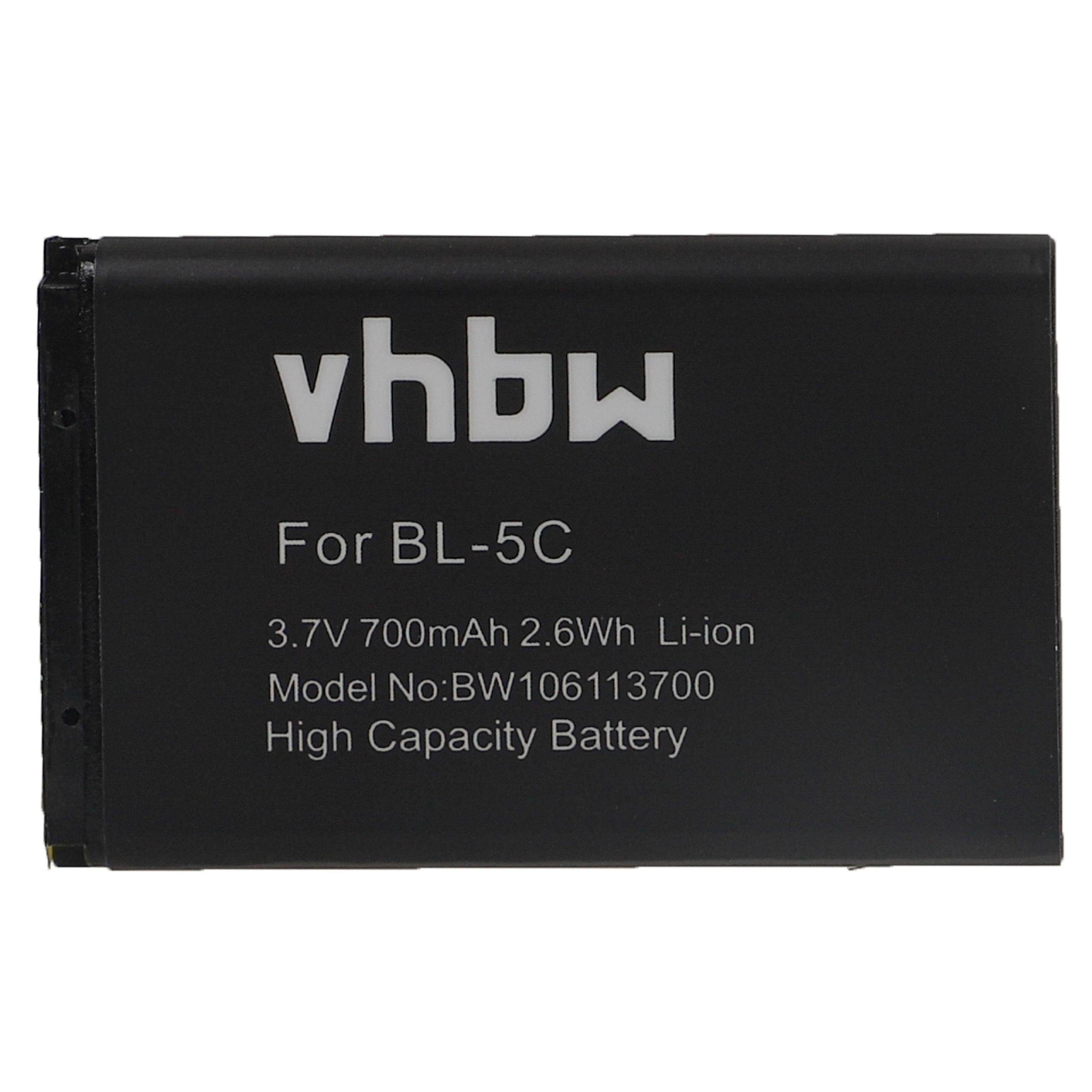 vhbw kompatibel mit Tivdio V-115, V-113 Smartphone-Akku Li-Ion 700 mAh (3,7 V)