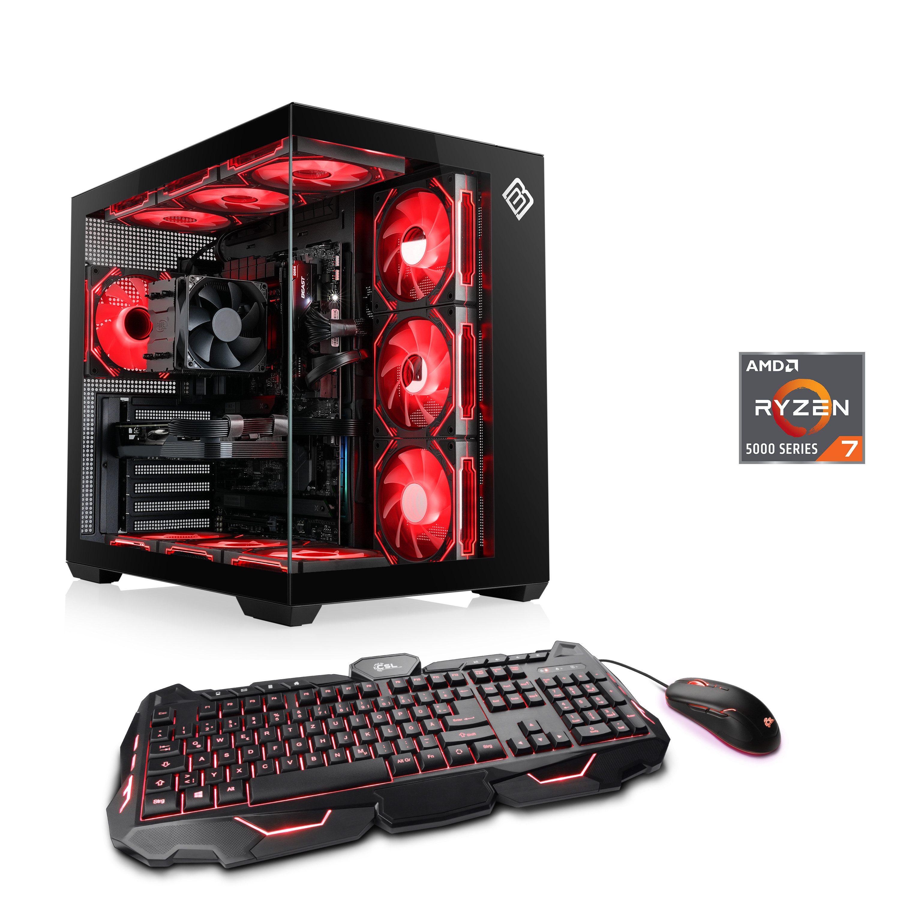 CSL Vitrum Advanced V24499 PC (AMD Ryzen 7 5700X, NVIDIA GeForce RTX 5070, 32 GB RAM, 1000 GB SSD, Luftkühlung)