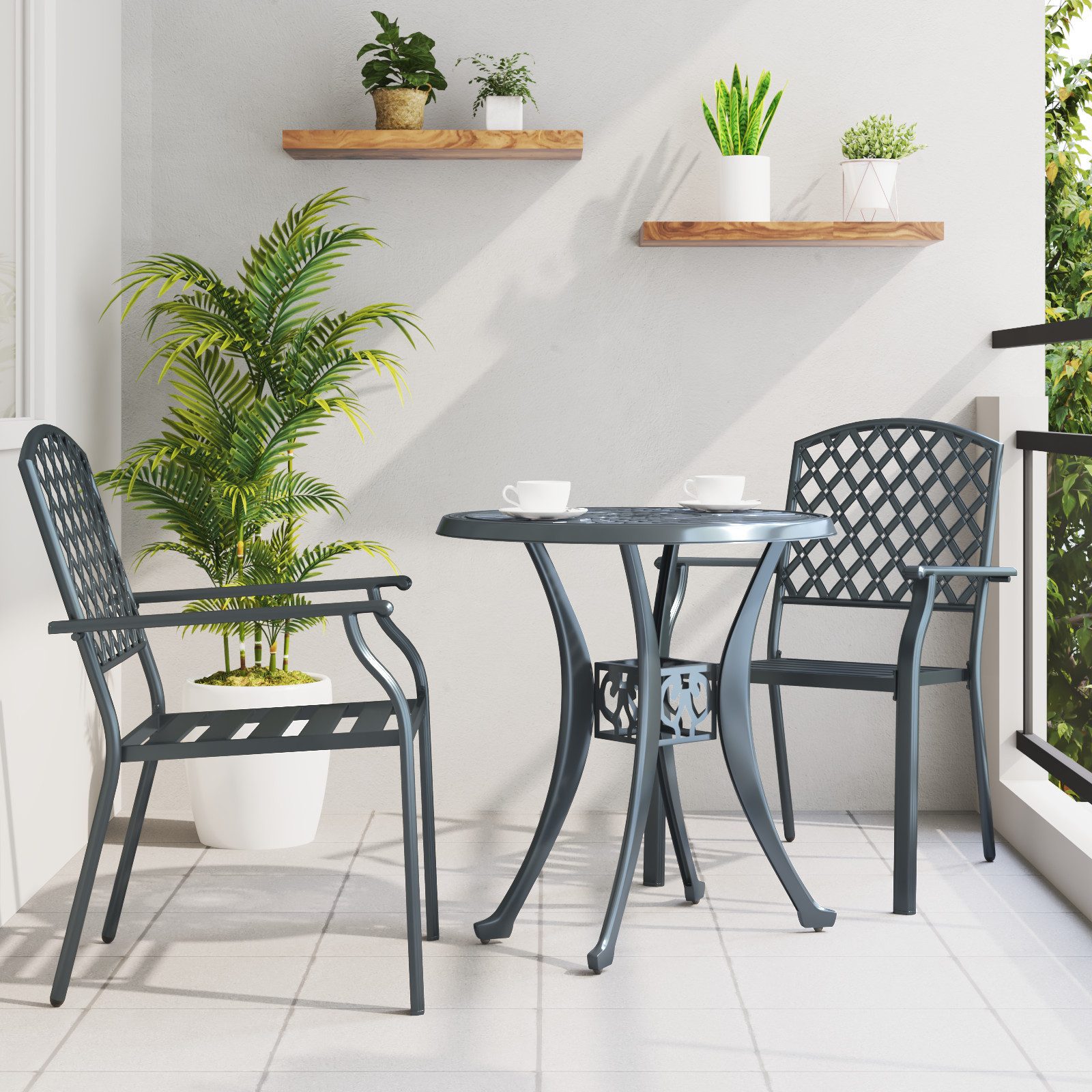 vidaXL Gartenstuhl Gartenstühle 2 Stk. Stapelbar günstig online kaufen