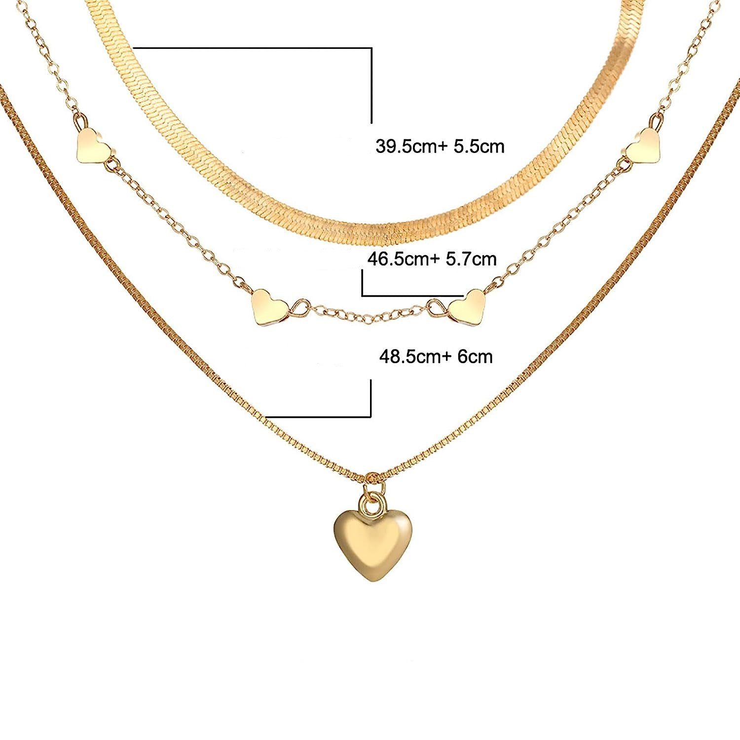 WaKuKa Charm-Kette Boho Tiered Herz Halskette Halskette (1-tlg) Anhänger