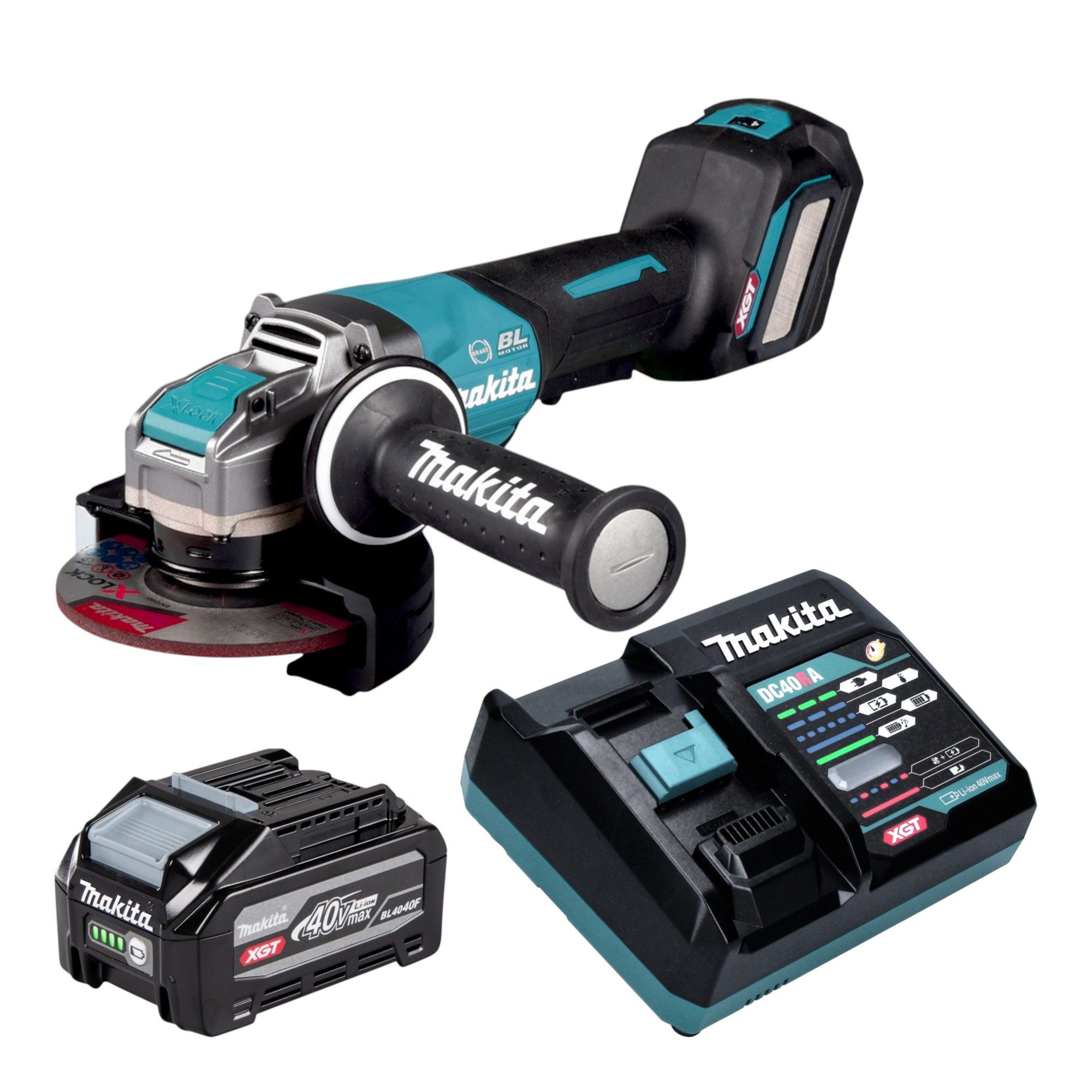 Makita Akku-Winkelschleifer GA 044 GU101 40 V max. 125 mm X-LOCK Brushless + 1x Akku 4,0 Ah