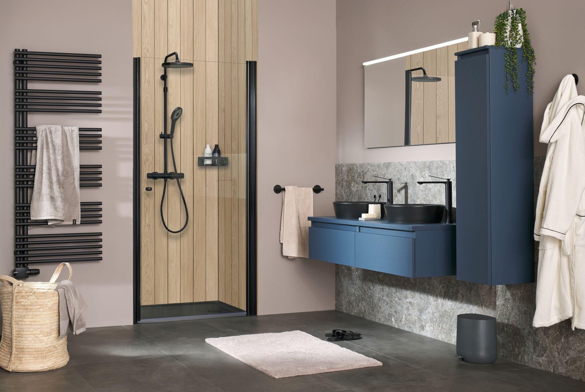 SCHÖNER WOHNEN-Kollektion Badrückwand Softtouch Eichenpfad, (1-tlg), 150 x 255 cm, inkl. Fixierklebeband und Unterlegkeile