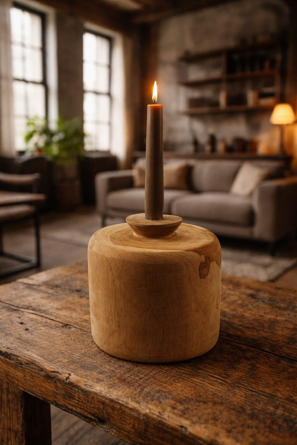 AMBIENTE-LEBENSART.DE Kerzenständer Kerzenständer-Kerzenleuchter-Windlicht-Teakholz-Massiv-Deko