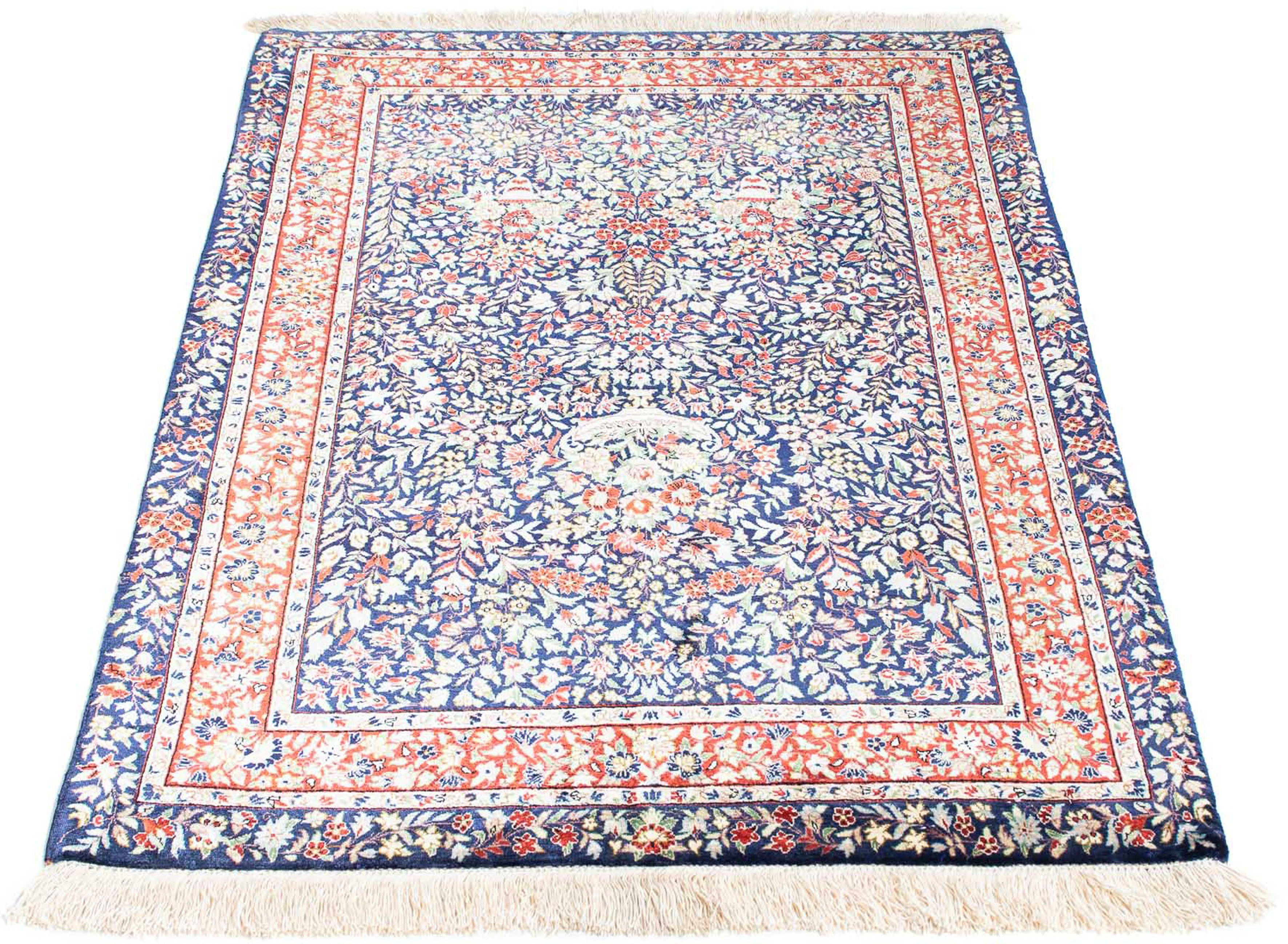 Orientteppich Perser - Ghom - 120 x 78 cm - dunkelblau, morgenland, rechteckig, Höhe: 10 mm, Wohnzimmer, Handgeknüpft, Einzelstück mit Zertifikat