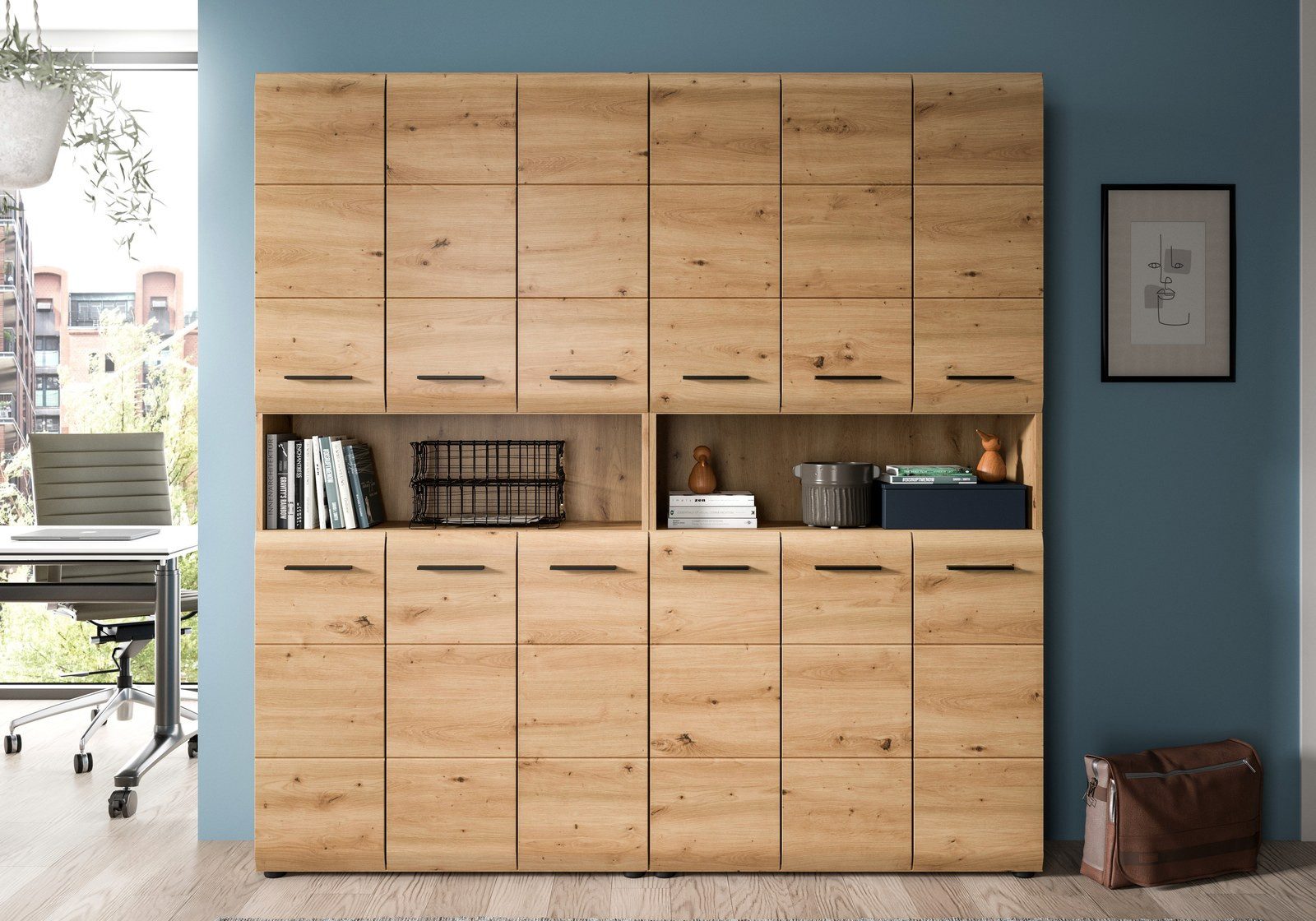 Aileenstore Badmöbel-Set ARCTIC, (4-St), 180 cm Breite, Holz, 12 Türen