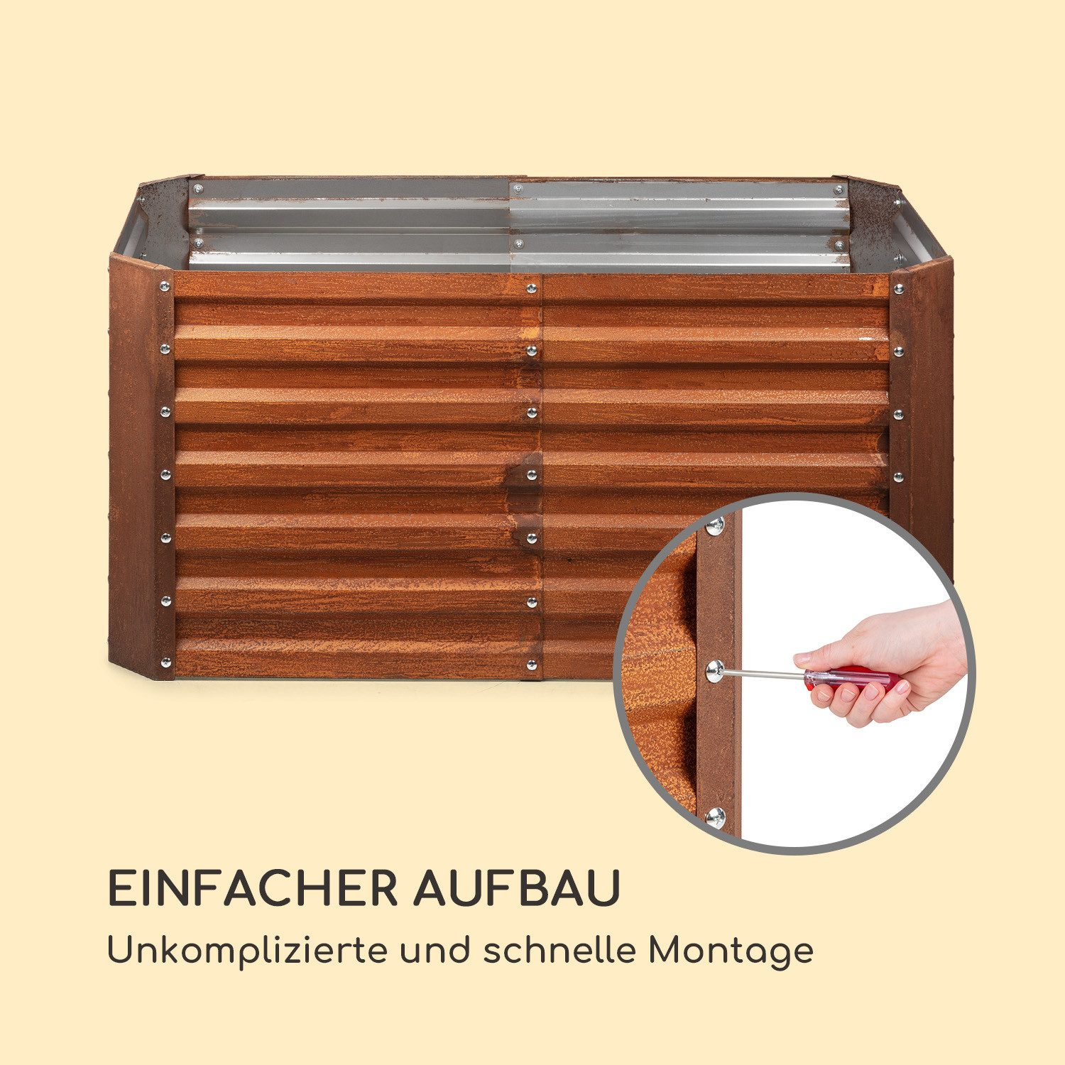 blumfeldt Hochbeet Rust Grow Hochbeet Metall (3 St), Pflanzkübel Outdoor Balkon außen groß Metall Garten