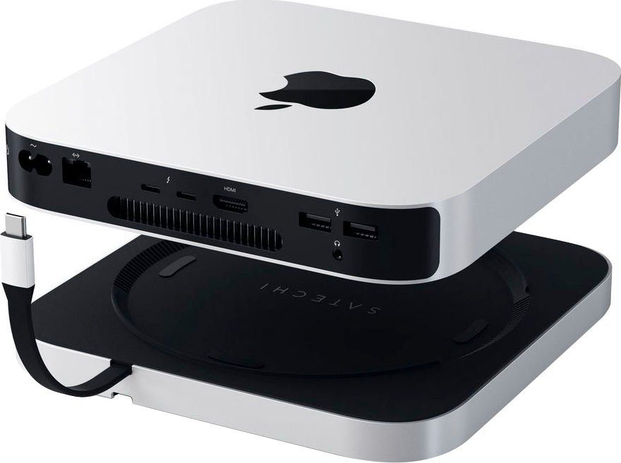 Satechi »STAND & HUB FOR MAC MINI WITH SSD ENCLOSURE« Laptop-Adapter zu  3,5-mm-Klinke, USB Typ A, USB Typ C