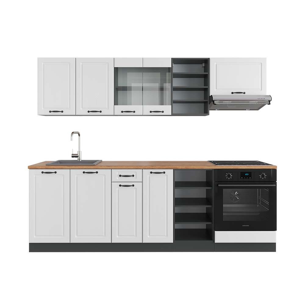 Vicco Küchenzeile R-Line, Weiß Landhaus/Anthrazit, 240 günstig online kaufen