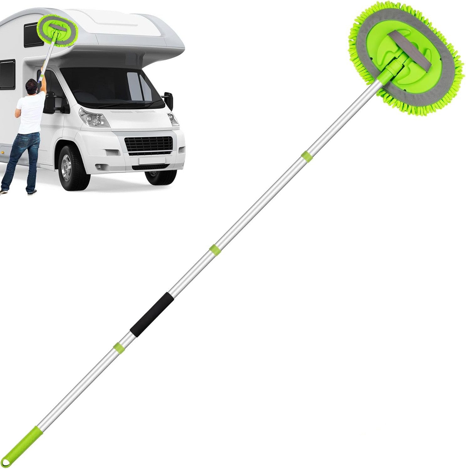 POPOLIC Autowaschbürste 160CM Autowaschbürste Waschbürste Auto mit Langer Griff, (Autowaschmopp aus Mikrofaser-Chenille, abnehmbarer Mopp mit 4 Abschnitten), für Auto RV Trucks Wohnwagen Wohnmobil