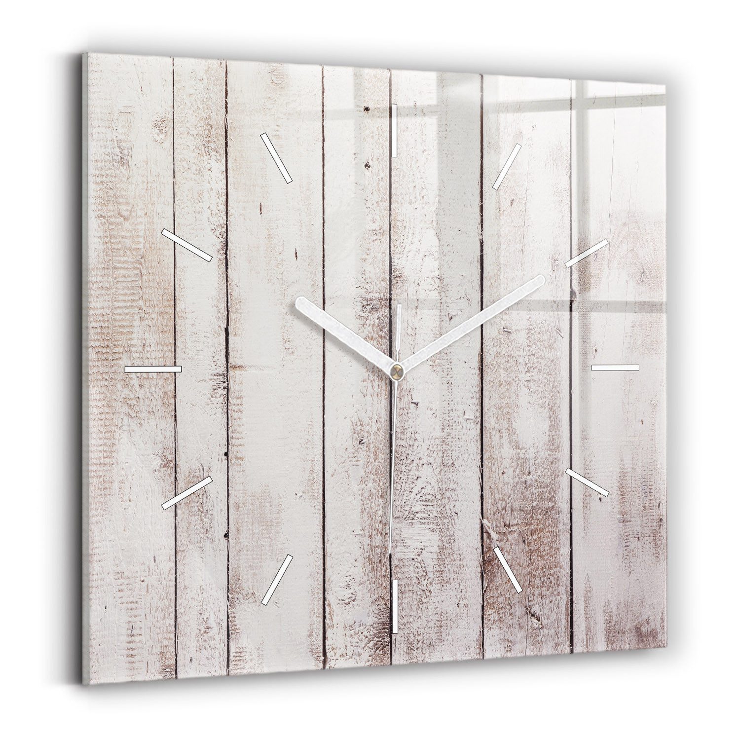 Tulup Wanduhr Glas Wanduhr Helle Holzbretter Glasuhr Gehärtetes