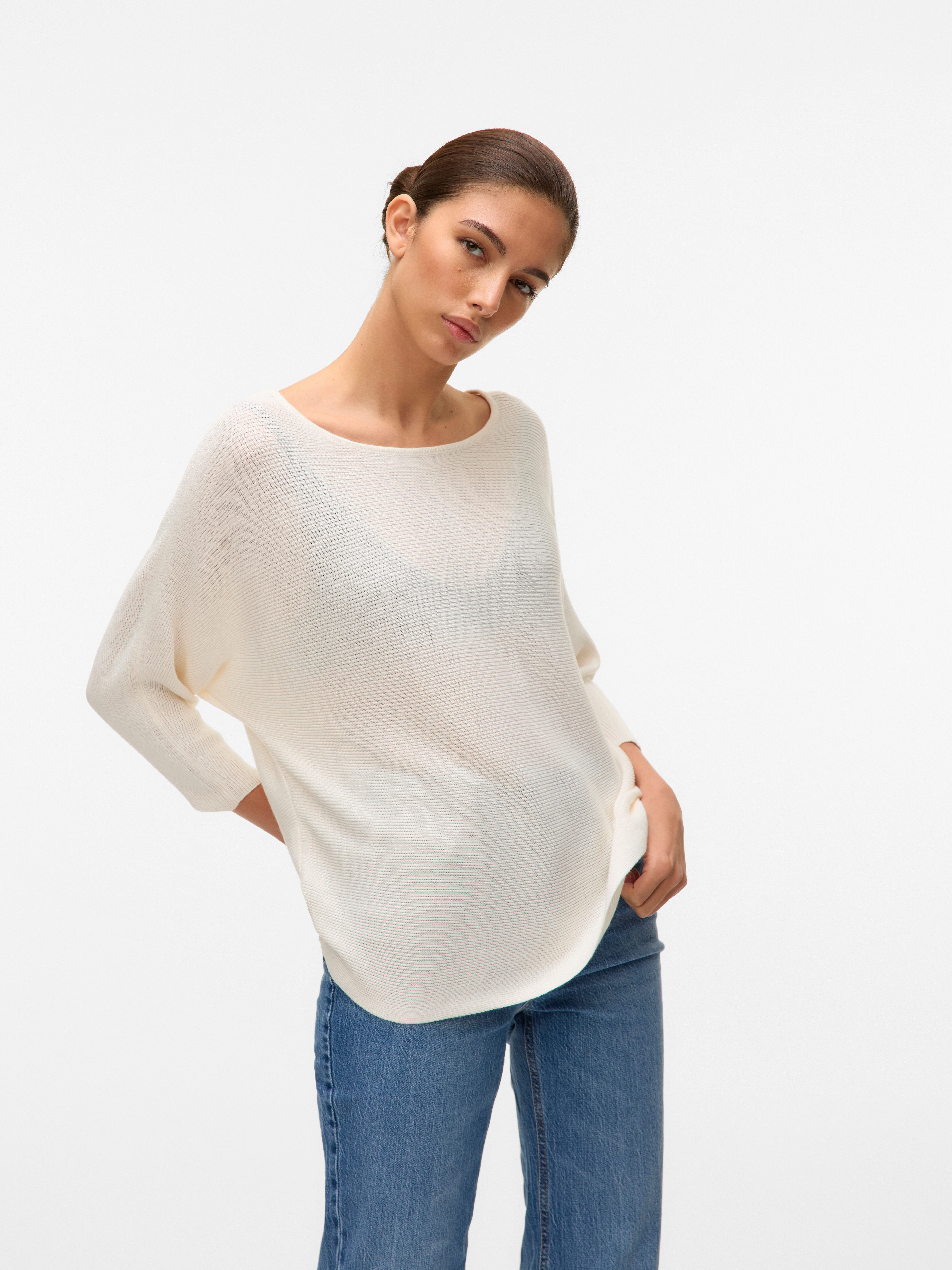 Vero Moda 3/4 Arm-Pullover VMNORA 3/4 BOATNECK BLOUSE NOOS mit Fledermausär günstig online kaufen