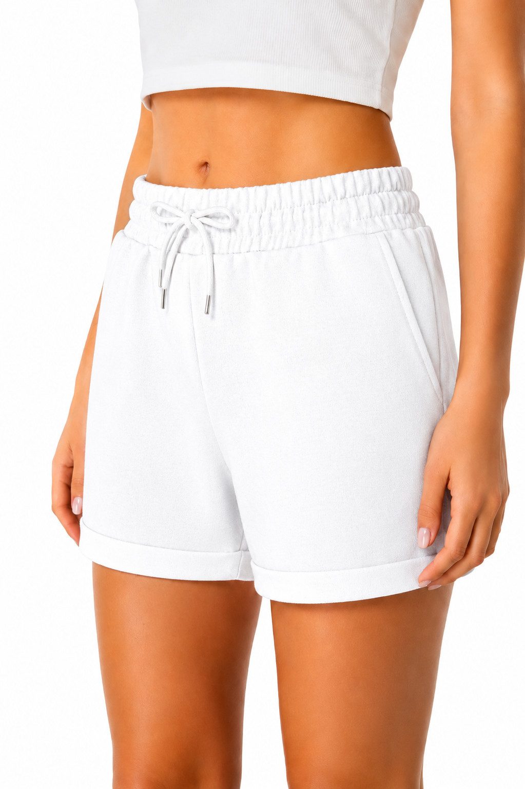 Smith & Solo Sweatshorts Kurze Hose Damen Shorts (1-tlg) Basic, Lycra, umschlagene Beinsaum