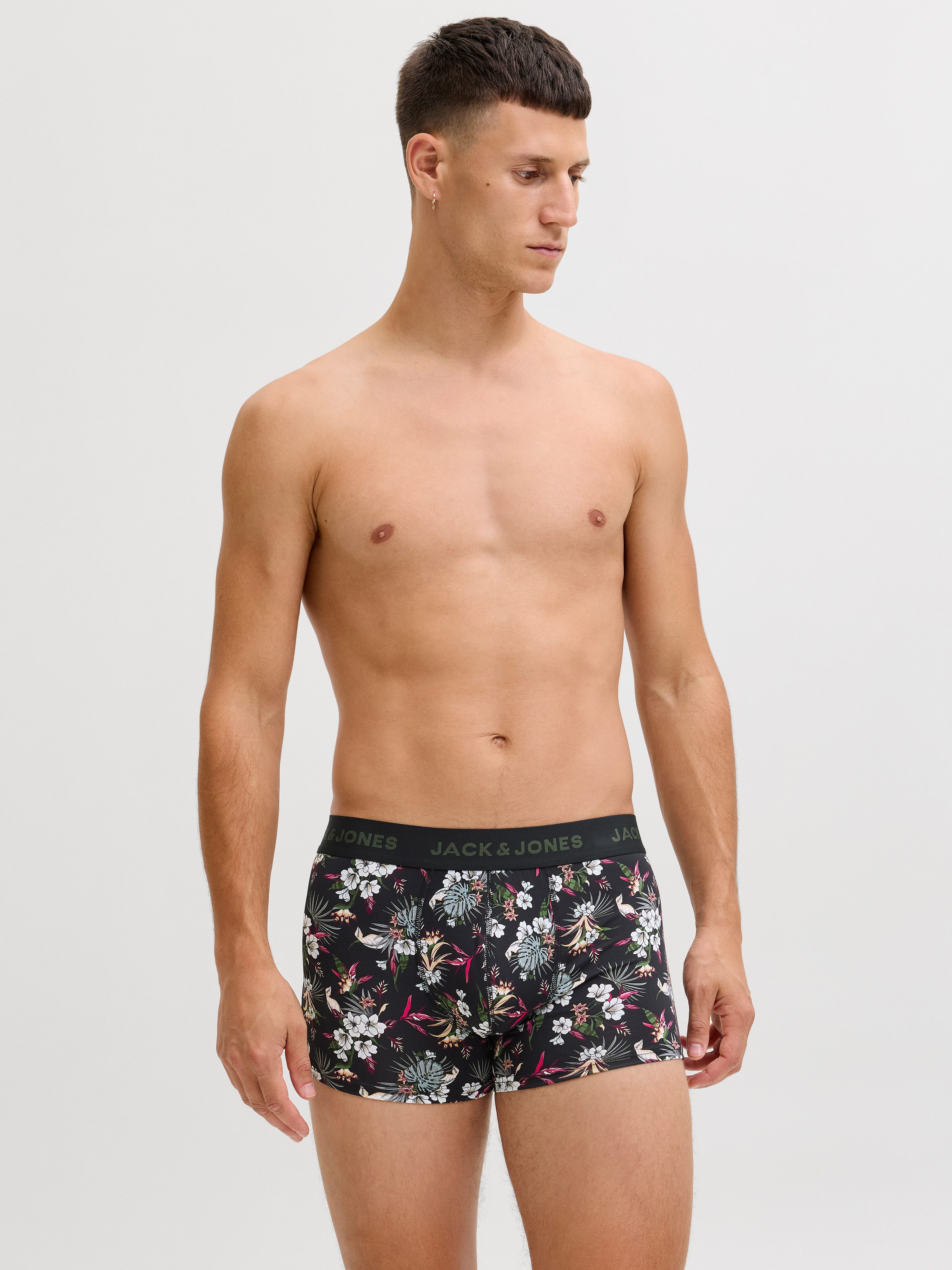 Jack & Jones Trunk JACFLOWER aus Microfaserqualität und schnelltrocknendem Material (Packung, 3-St) unifarben mit Farbeinsatz, modisch, eng anliegend, Microfaser