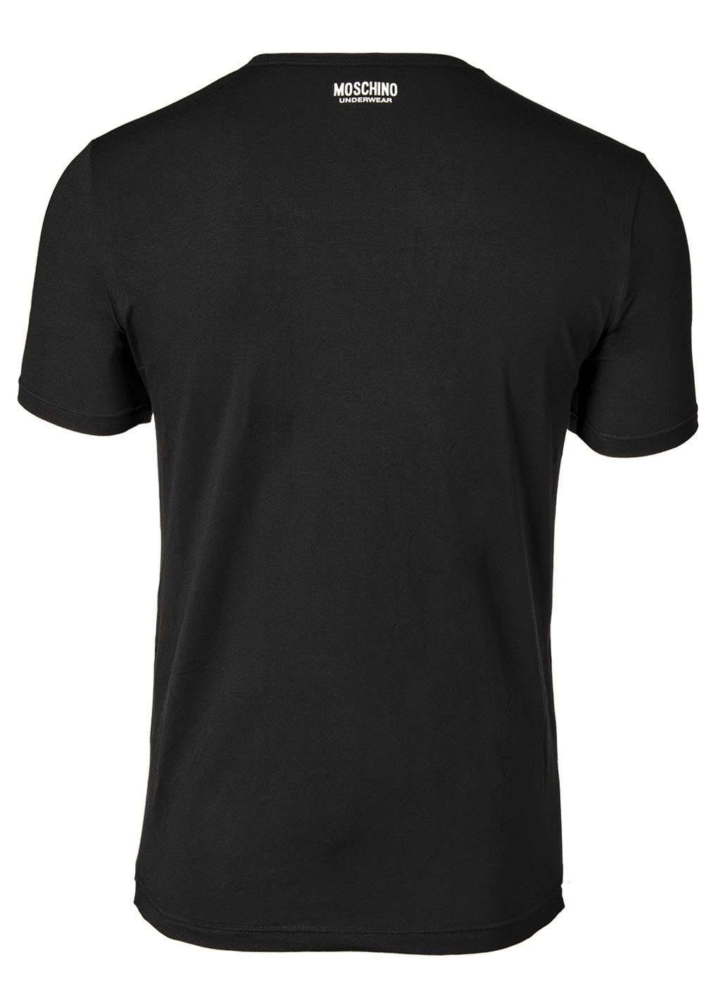 Schwarz/Grau T-Shirt Neck, - Herren 2er Crew Moschino Rundhals T-Shirt Pack