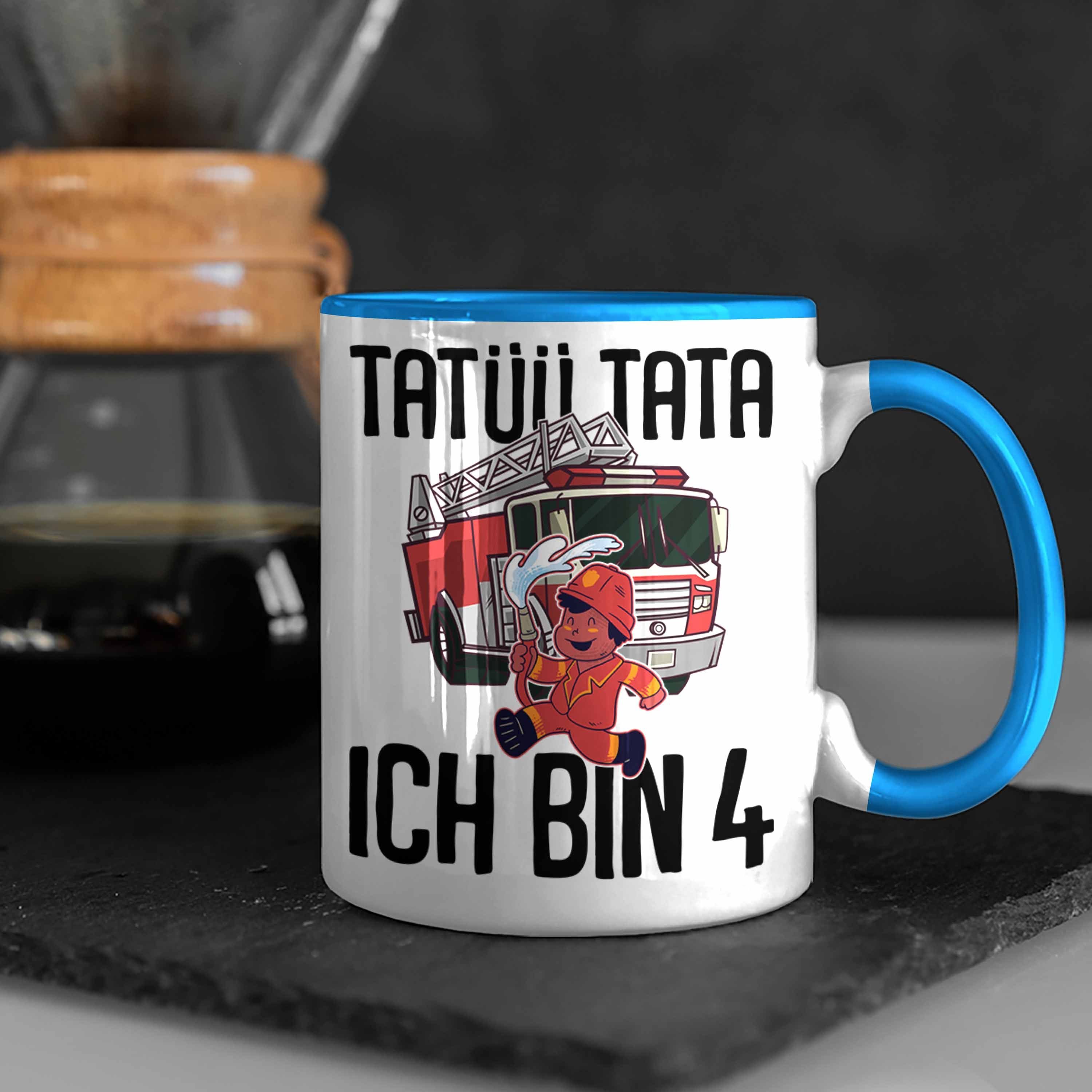 Geschenke Geburtstag Trendation Trendation Tasse Tasse Feuerwehr Spruch Jungs Kinder Bin Geschenk 4. - Blau 4 Lustig Ich Geburtstag Zubehör