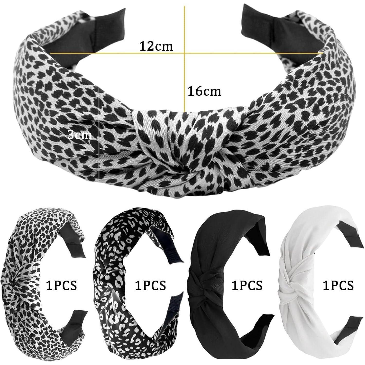 LuxusKollektion Haarband Damen Stirnbänder 4er Set Rutschfest Leopardenmuster Haarband