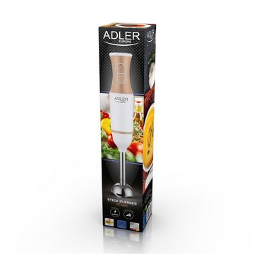 Adler Stabmixer AD 4616, Pürierstab, Zerkleinerer, Handmixer, Mixstab, Metall, weiß/beige