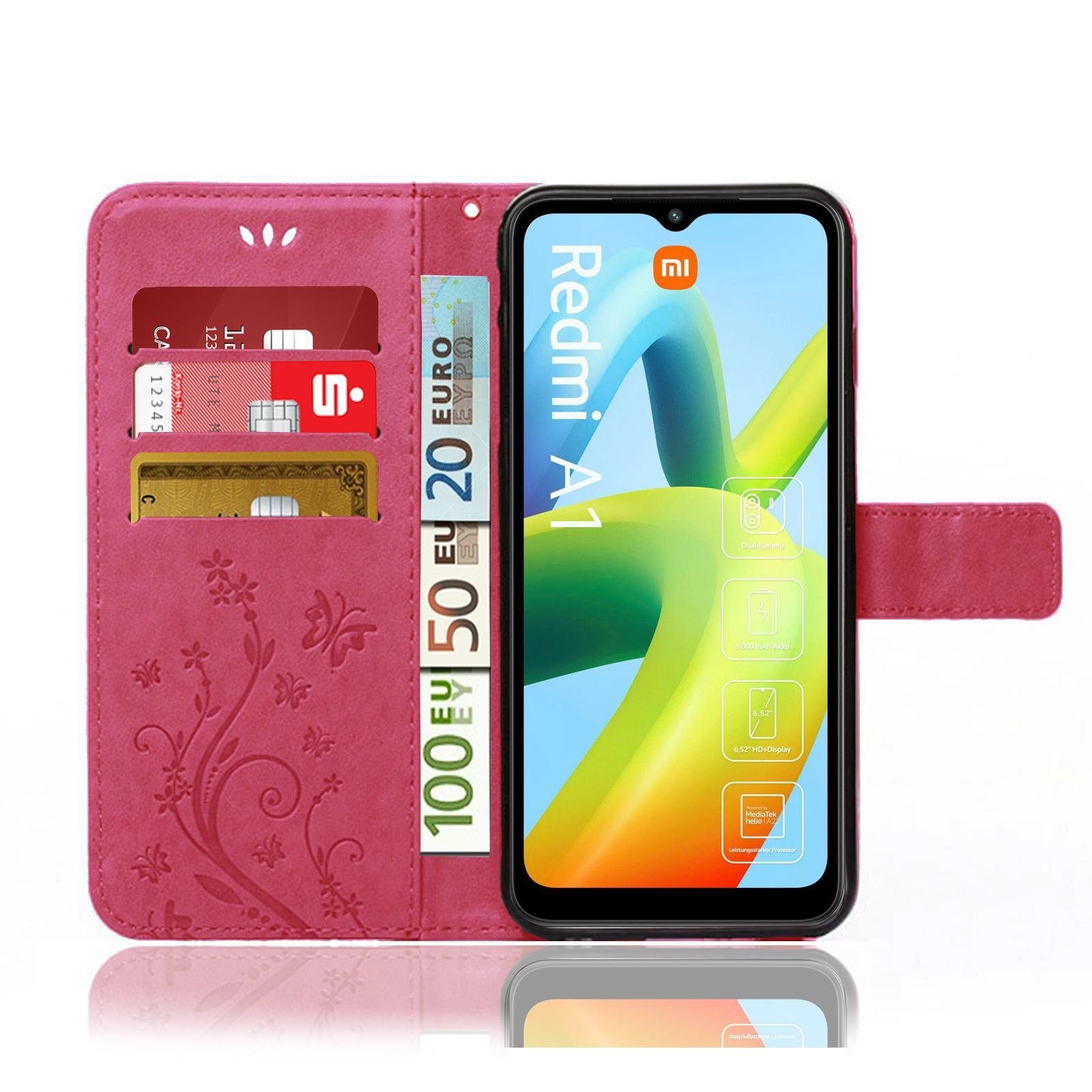 Numerva Handyhülle Bookstyle Flower für Xiaomi Redmi A1, Handy Tasche Schutzhülle Klapphülle Flip Cover mit Blumenmuster